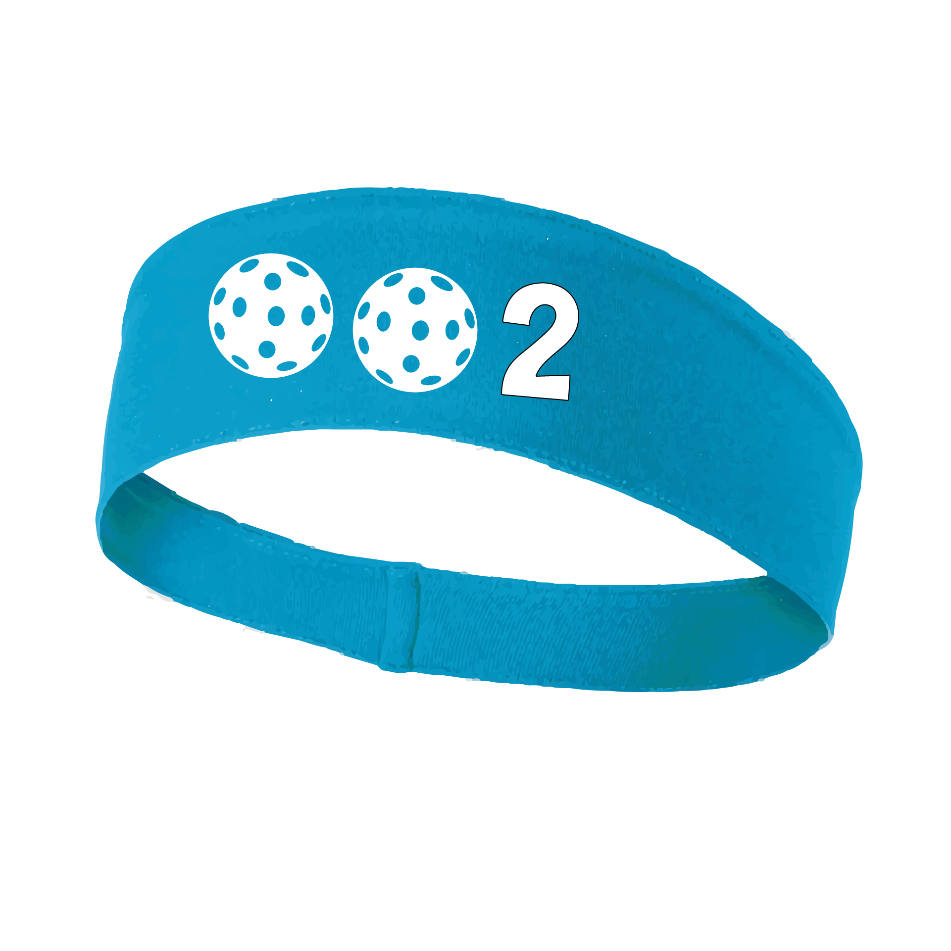 Design: 002 with Customizable Ball Colors  This fun, pickleball designed, moisture-wicking headband narrows in the back to fit more securely. Single-needle top-stitched edging. These headbands come in a variety of colors. Truly shows your love for the sport of pickleball!!