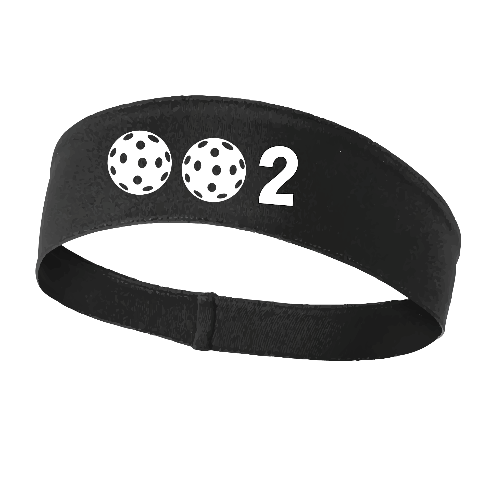 Design: 002 with Customizable Ball Colors  This fun, pickleball designed, moisture-wicking headband narrows in the back to fit more securely. Single-needle top-stitched edging. These headbands come in a variety of colors. Truly shows your love for the sport of pickleball!!