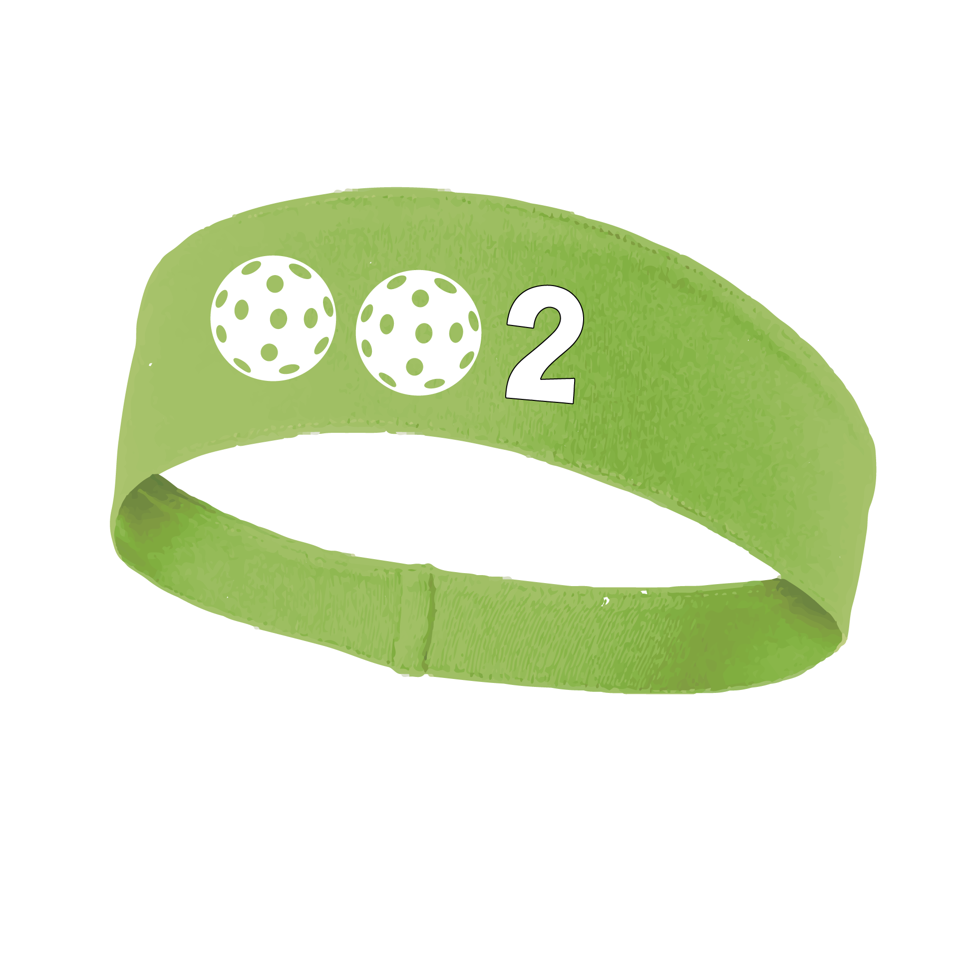 Design: 002 with Customizable Ball Colors  This fun, pickleball designed, moisture-wicking headband narrows in the back to fit more securely. Single-needle top-stitched edging. These headbands come in a variety of colors. Truly shows your love for the sport of pickleball!!