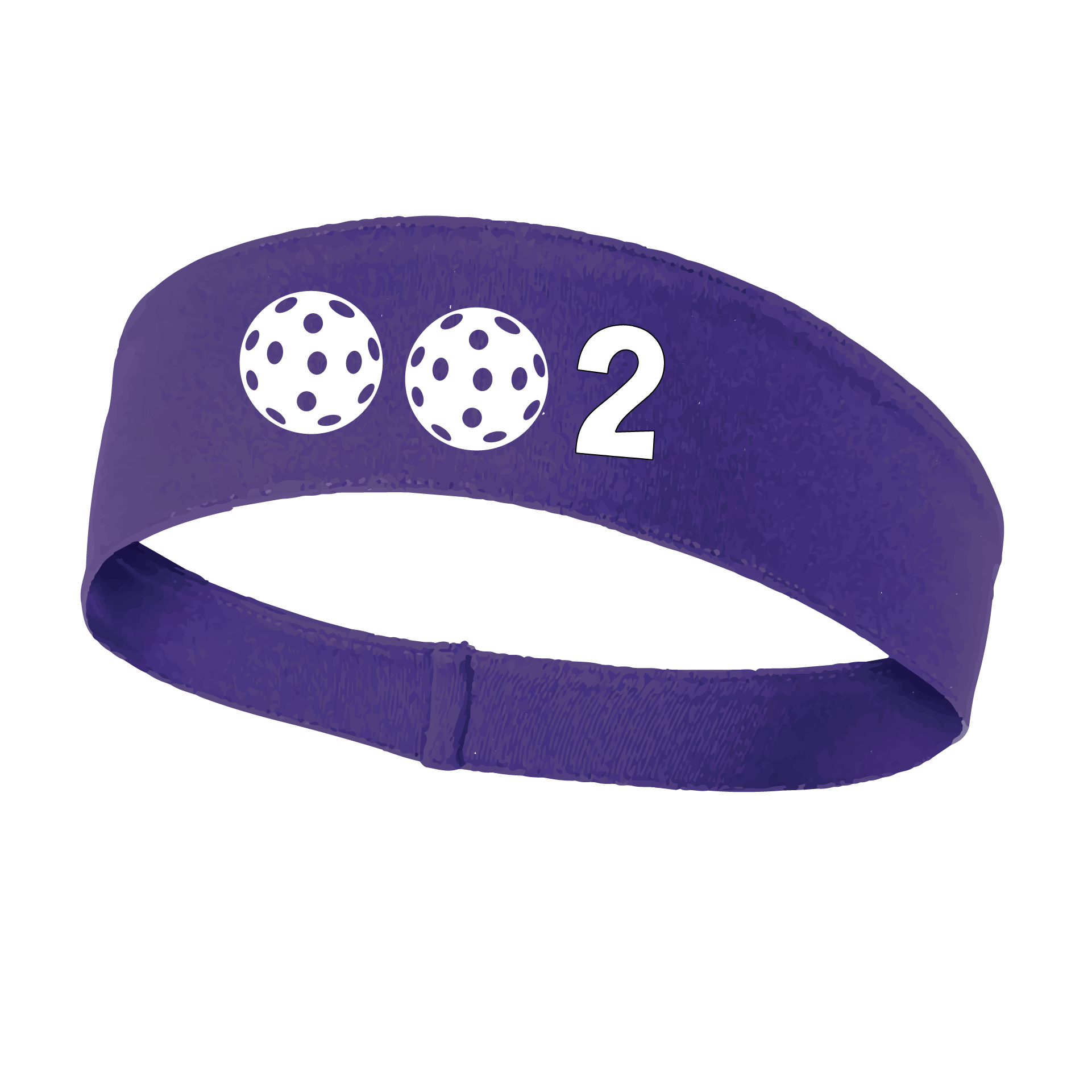 Design: 002 with Customizable Ball Colors  This fun, pickleball designed, moisture-wicking headband narrows in the back to fit more securely. Single-needle top-stitched edging. These headbands come in a variety of colors. Truly shows your love for the sport of pickleball!!