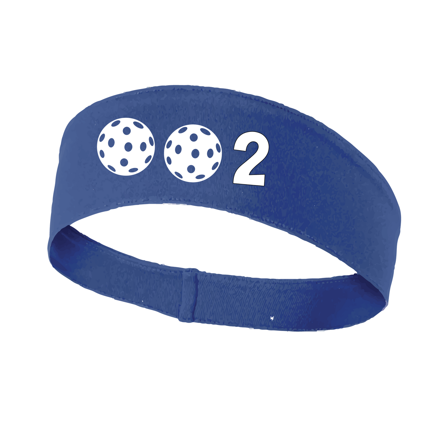 Design: 002 with Customizable Ball Colors  This fun, pickleball designed, moisture-wicking headband narrows in the back to fit more securely. Single-needle top-stitched edging. These headbands come in a variety of colors. Truly shows your love for the sport of pickleball!!