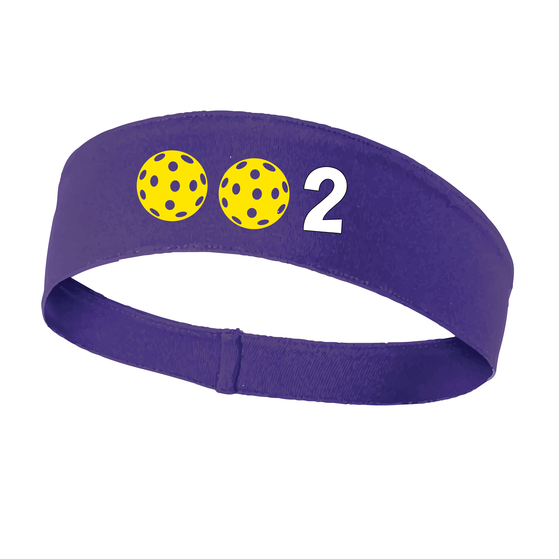 Design: 002 with Customizable Ball Colors  This fun, pickleball designed, moisture-wicking headband narrows in the back to fit more securely. Single-needle top-stitched edging. These headbands come in a variety of colors. Truly shows your love for the sport of pickleball!!