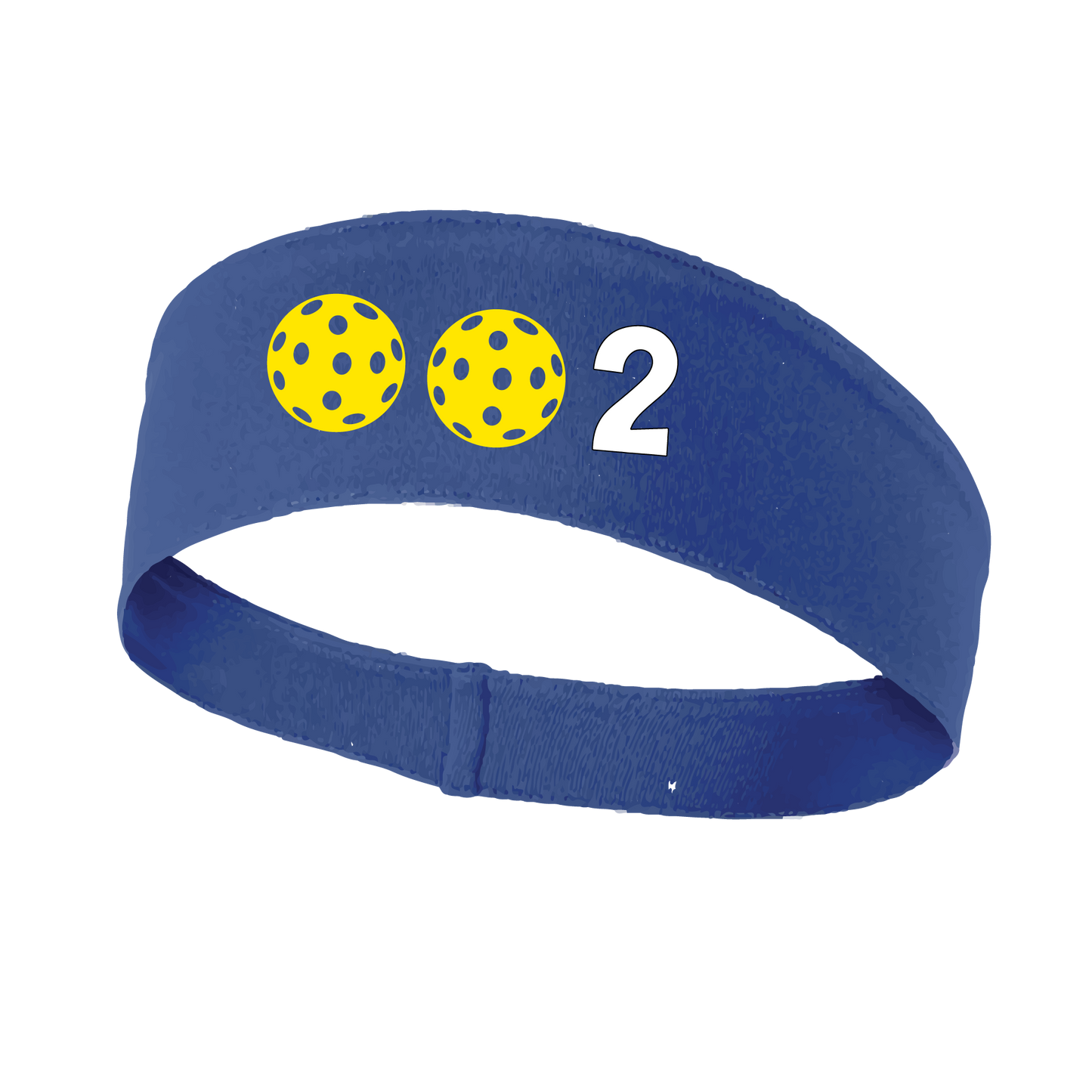 Design: 002 with Customizable Ball Colors  This fun, pickleball designed, moisture-wicking headband narrows in the back to fit more securely. Single-needle top-stitched edging. These headbands come in a variety of colors. Truly shows your love for the sport of pickleball!!