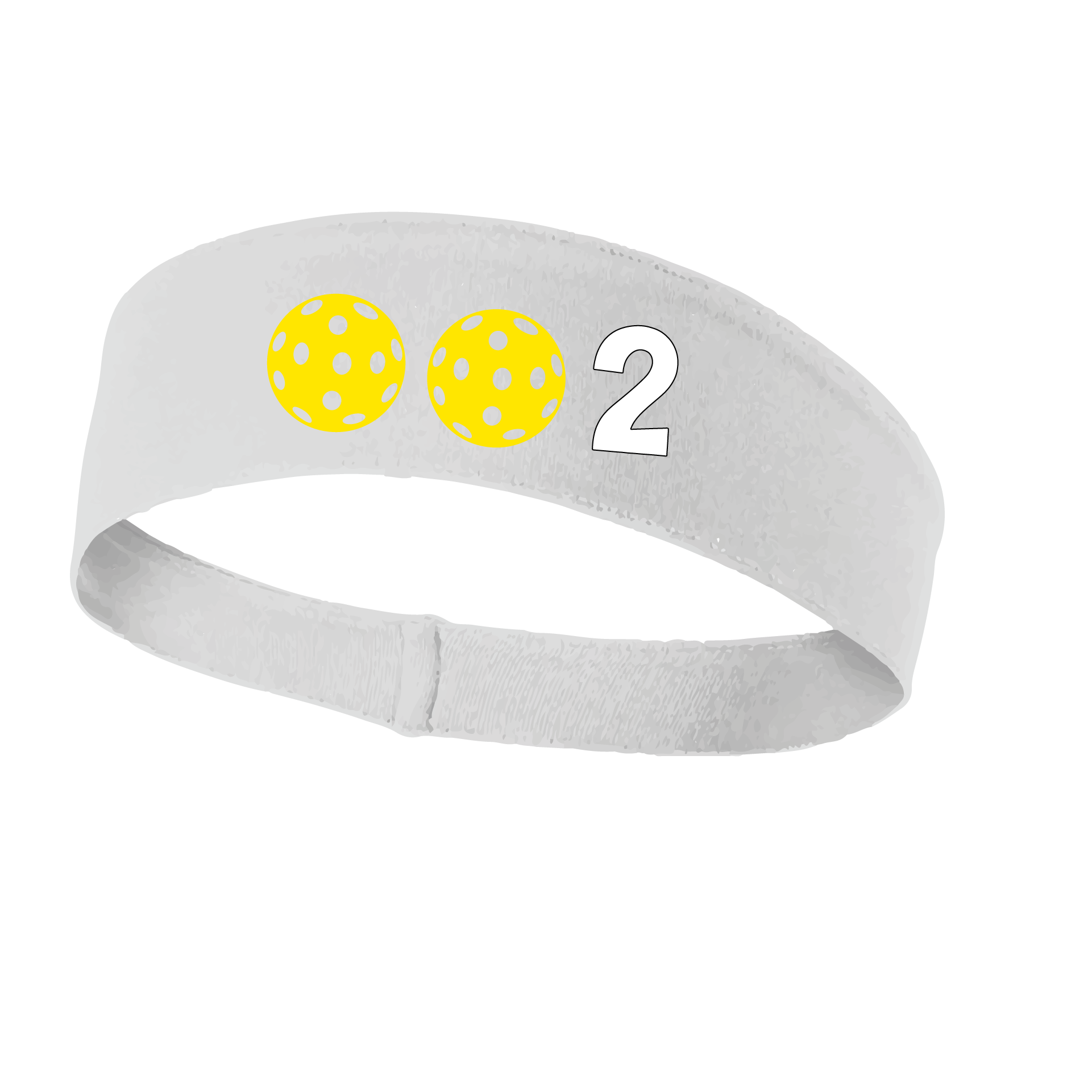 Design: 002 with Customizable Ball Colors  This fun, pickleball designed, moisture-wicking headband narrows in the back to fit more securely. Single-needle top-stitched edging. These headbands come in a variety of colors. Truly shows your love for the sport of pickleball!!