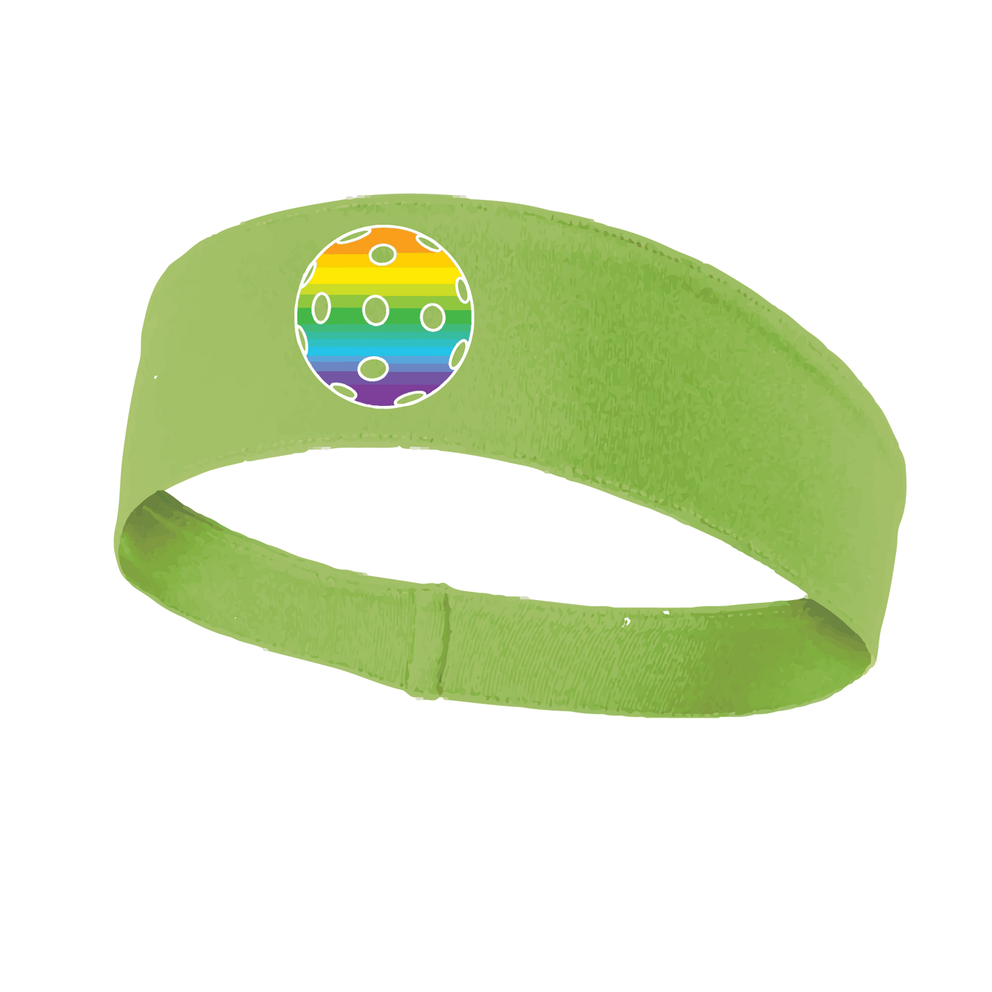 Pickleball Headband Design: Customizable Pickleball color on headband  This fun, pickleball designed, moisture-wicking headband narrows in the back to fit more securely. Single-needle top-stitched edging. These headbands come in a variety of colors. Truly shows your love for the sport of pickleball!! 