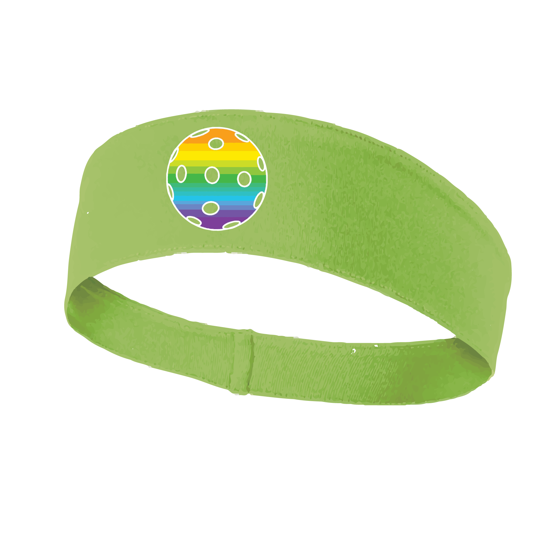 Pickleball Headband Design: Customizable Pickleball color on headband  This fun, pickleball designed, moisture-wicking headband narrows in the back to fit more securely. Single-needle top-stitched edging. These headbands come in a variety of colors. Truly shows your love for the sport of pickleball!! 