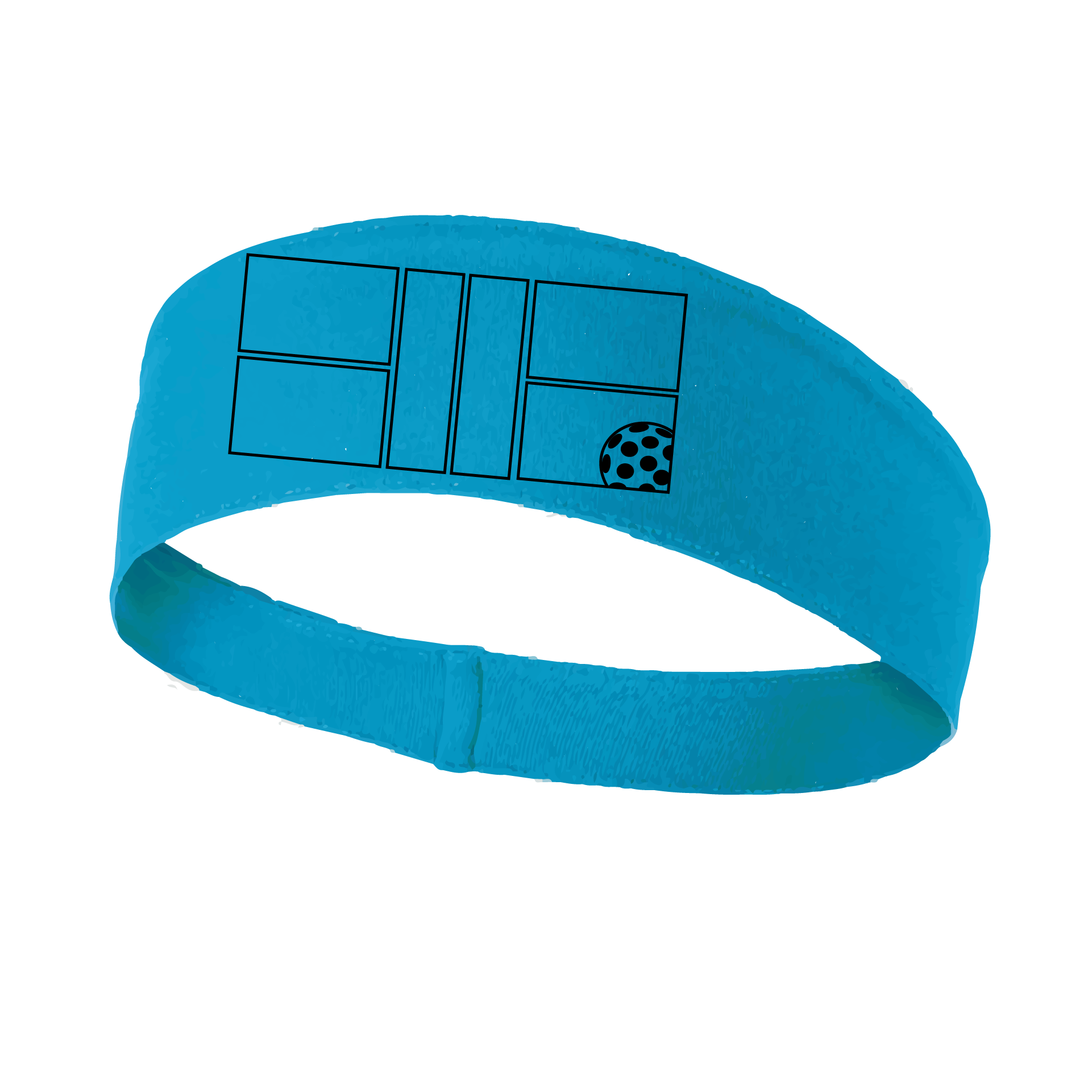 Pickleball Headband Design: Black Pickleball Court with Pickleball  This fun, pickleball designed, moisture-wicking headband narrows in the back to fit more securely. Single-needle top-stitched edging. These headbands come in a variety of colors. Truly shows your love for the sport of pickleball!!