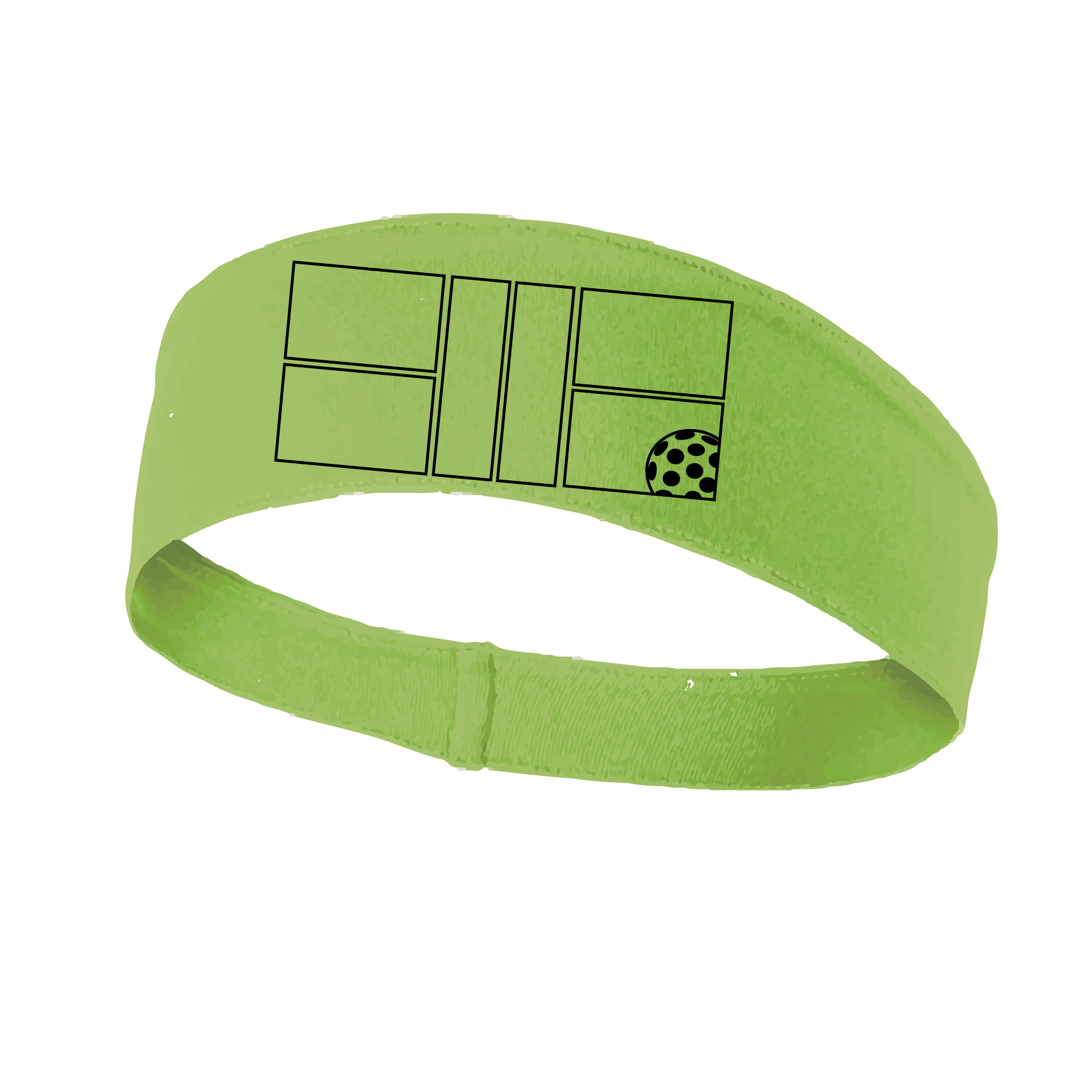 Pickleball Headband Design: Black Pickleball Court with Pickleball  This fun, pickleball designed, moisture-wicking headband narrows in the back to fit more securely. Single-needle top-stitched edging. These headbands come in a variety of colors. Truly shows your love for the sport of pickleball!!