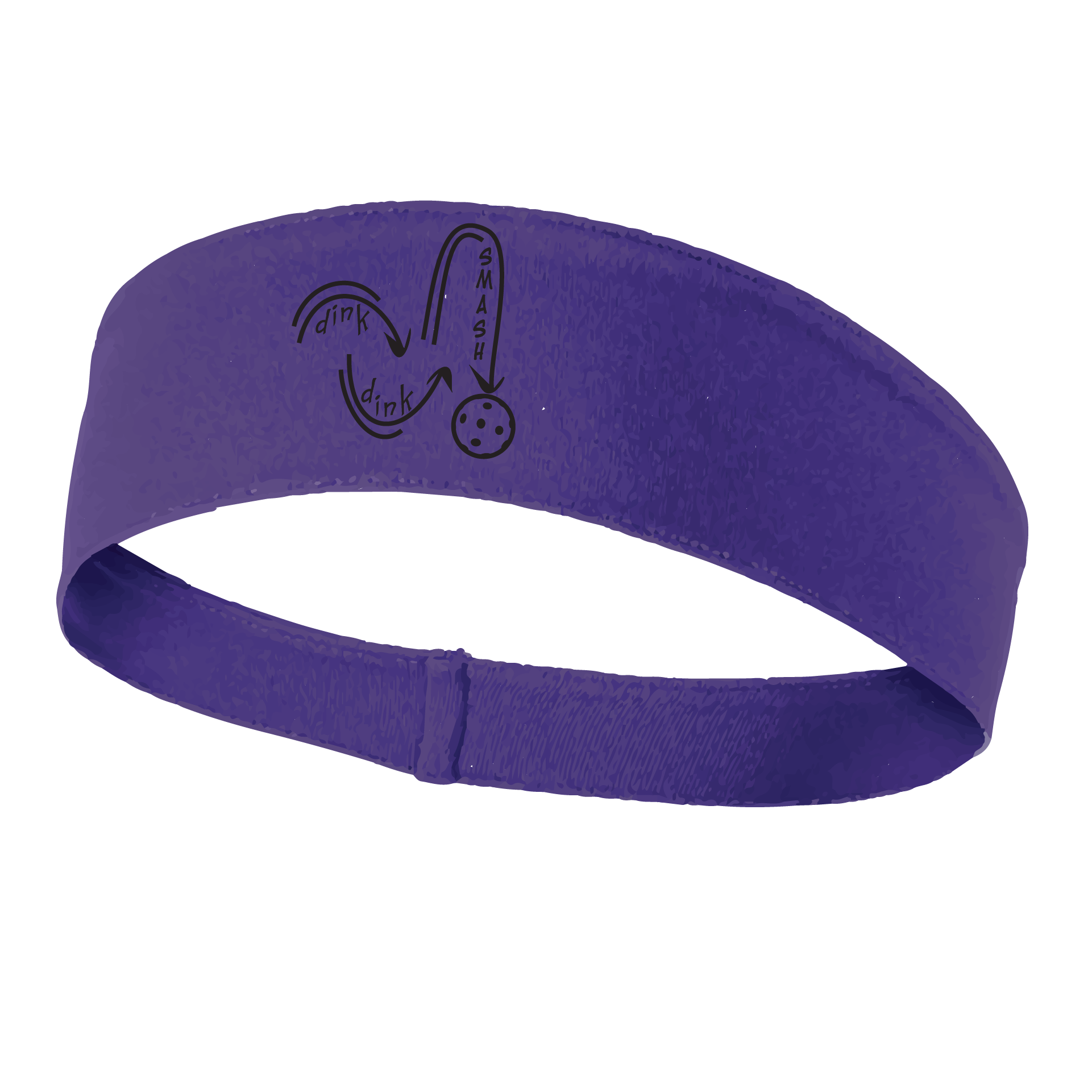 Pickleball Design: Dink Dink Smash in Black  This fun, pickleball designed, moisture-wicking headband narrows in the back to fit more securely. Single-needle top-stitched edging. These headbands come in a variety of colors. Truly shows your love for the sport of pickleball!!
