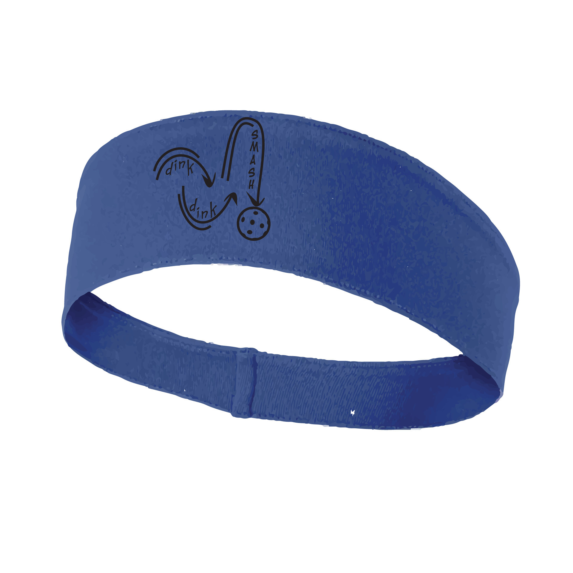 Pickleball Design: Dink Dink Smash in Black  This fun, pickleball designed, moisture-wicking headband narrows in the back to fit more securely. Single-needle top-stitched edging. These headbands come in a variety of colors. Truly shows your love for the sport of pickleball!!