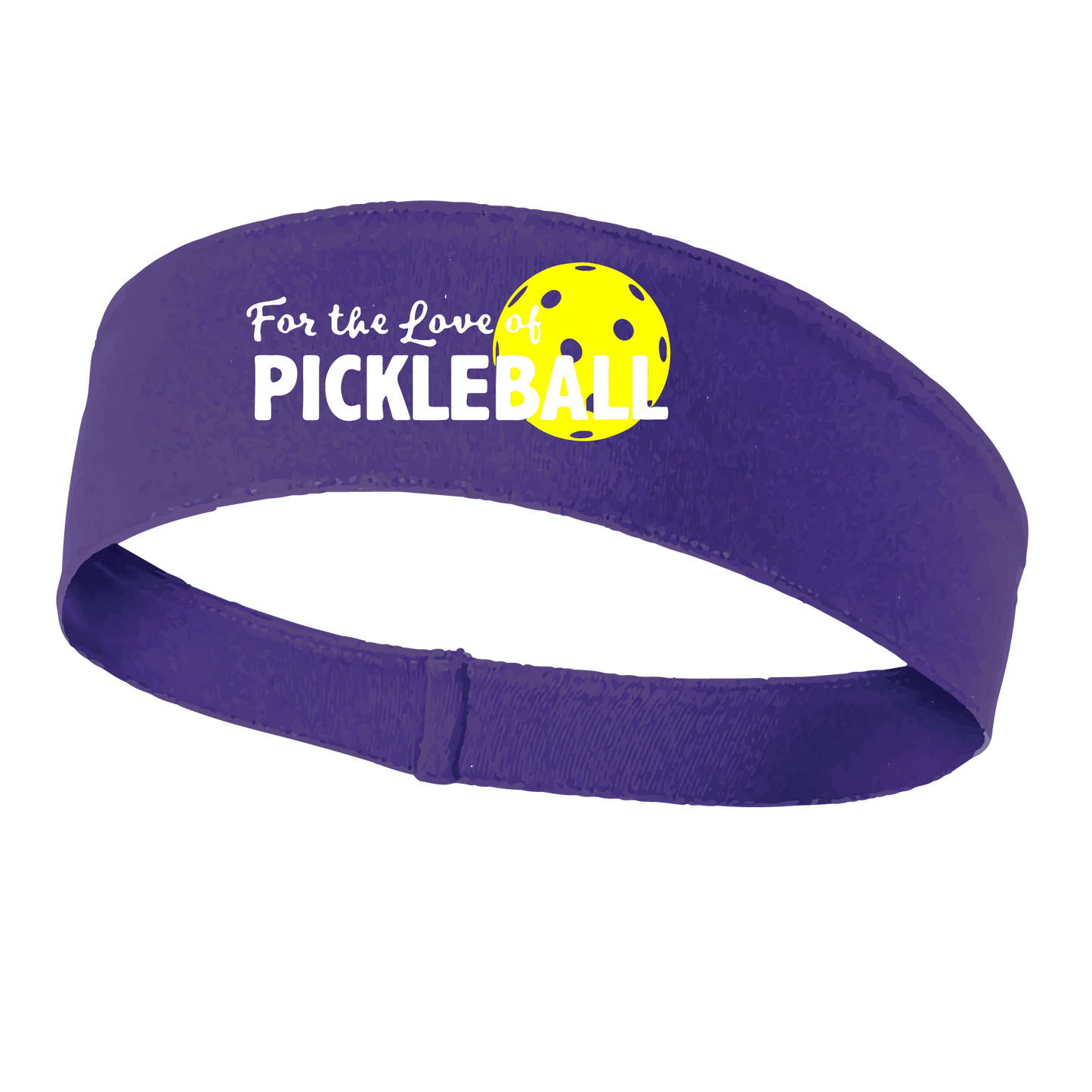 Pickleball Design: For the Love of Pickleball  This fun, pickleball designed, moisture-wicking headband narrows in the back to fit more securely. Single-needle top-stitched edging. These headbands come in a variety of colors. Truly shows your love for the sport of pickleball!!