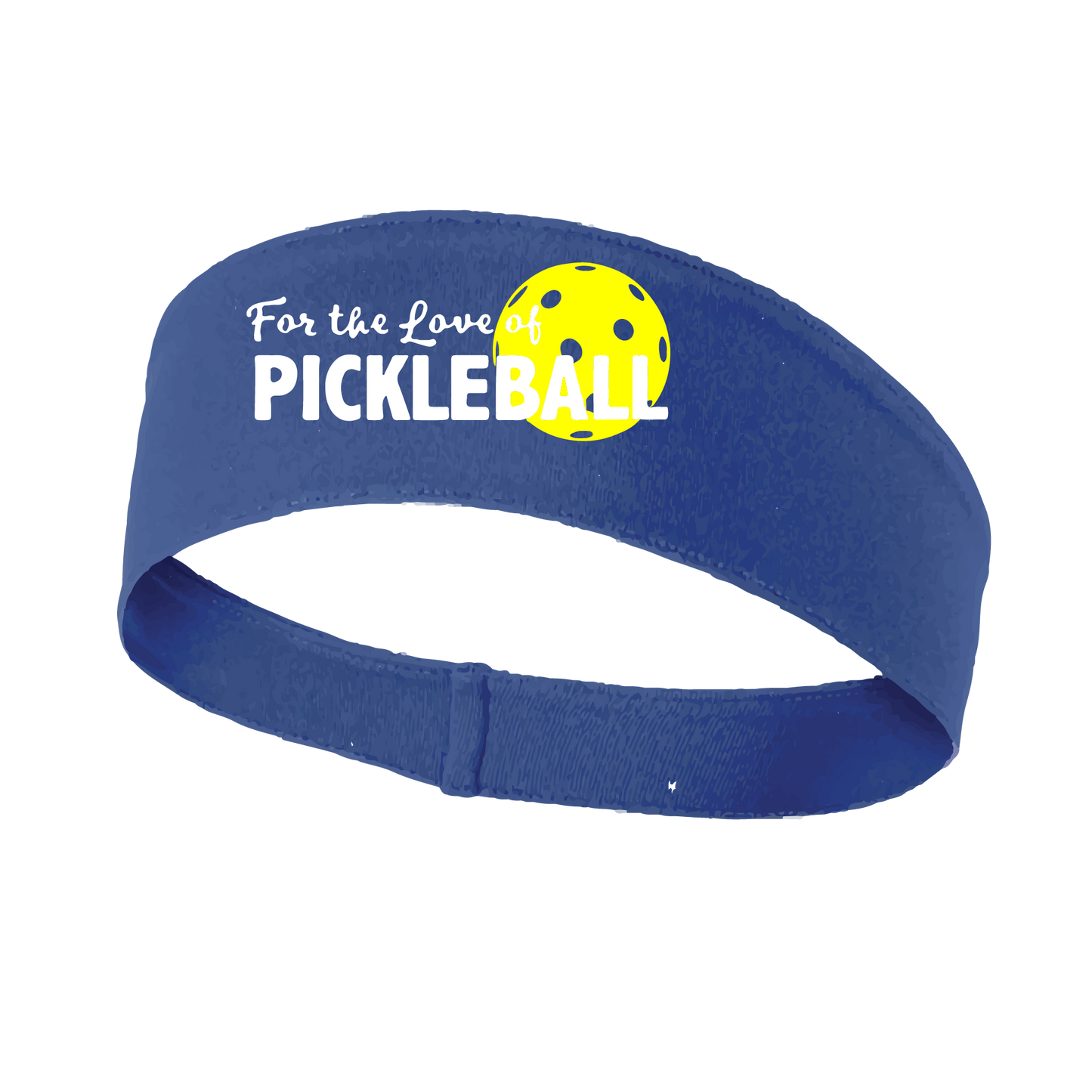 Pickleball Design: For the Love of Pickleball  This fun, pickleball designed, moisture-wicking headband narrows in the back to fit more securely. Single-needle top-stitched edging. These headbands come in a variety of colors. Truly shows your love for the sport of pickleball!!