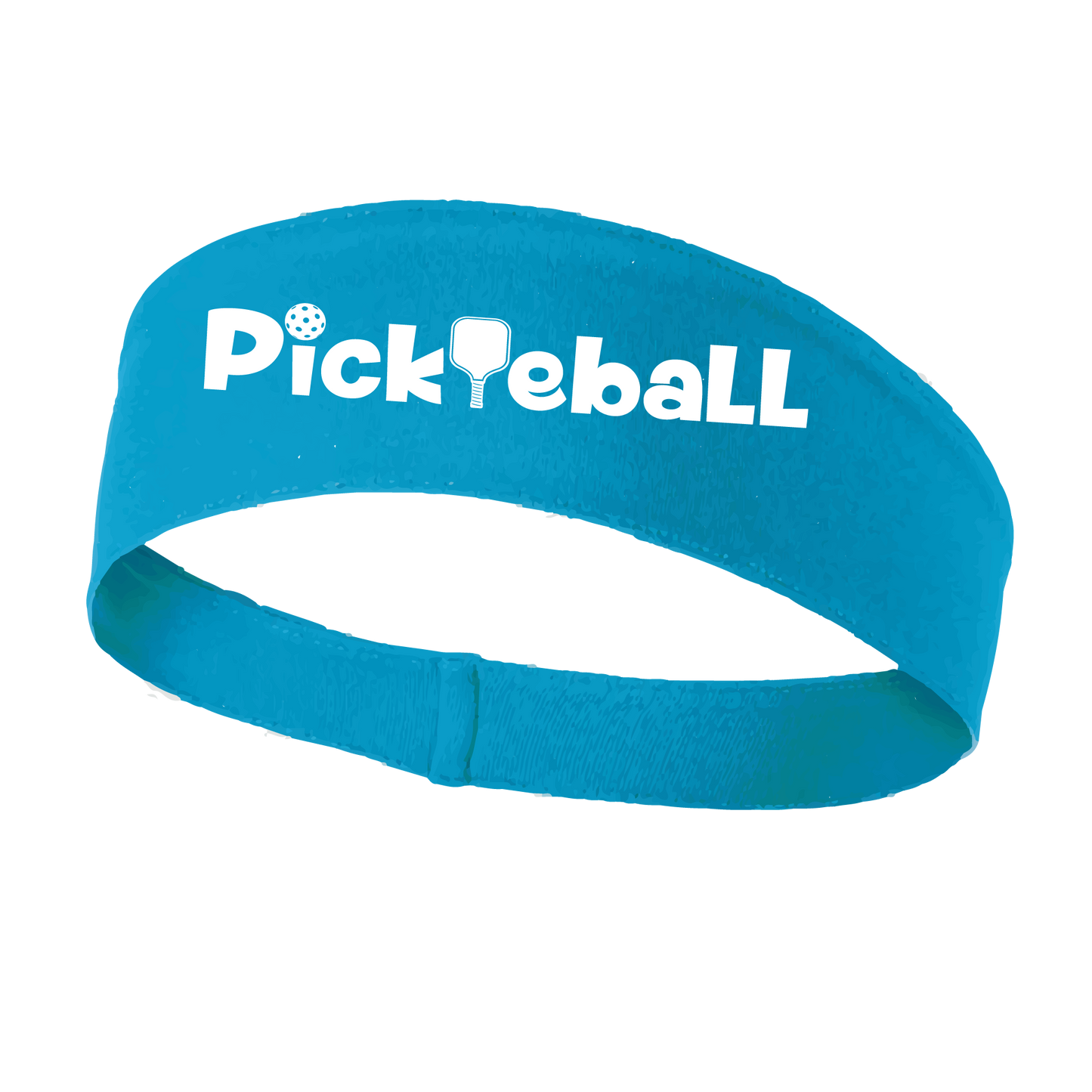 Pickleball Design: Pickleball words in white  This fun, pickleball designed, moisture-wicking headband narrows in the back to fit more securely. Single-needle top-stitched edging. These headbands come in a variety of colors. Truly shows your love for the sport of pickleball!!