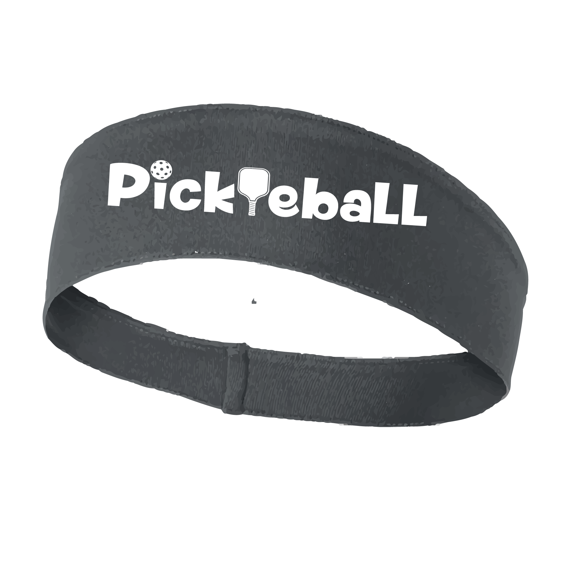 Pickleball Design: Pickleball words in white  This fun, pickleball designed, moisture-wicking headband narrows in the back to fit more securely. Single-needle top-stitched edging. These headbands come in a variety of colors. Truly shows your love for the sport of pickleball!!