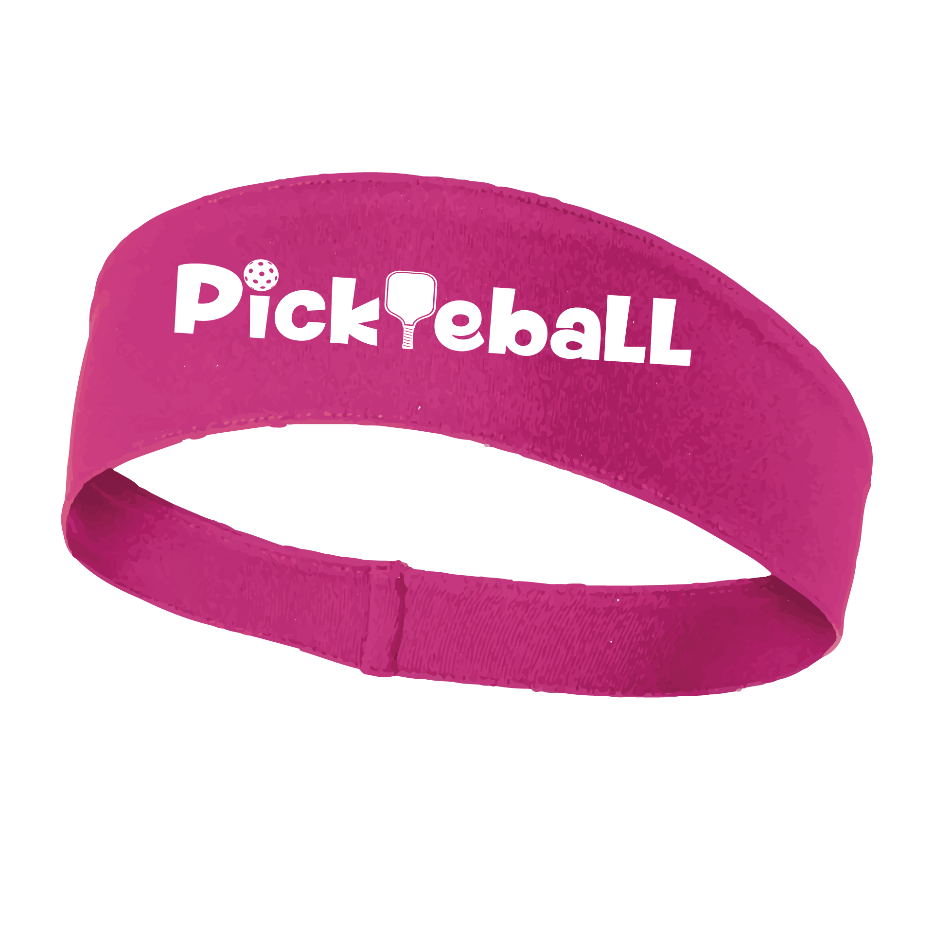 Pickleball Design: Pickleball words in white  This fun, pickleball designed, moisture-wicking headband narrows in the back to fit more securely. Single-needle top-stitched edging. These headbands come in a variety of colors. Truly shows your love for the sport of pickleball!!