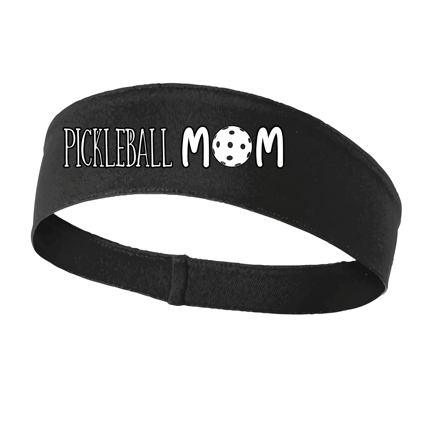 Pickleball Headband Design: Pickleball Mom  This fun, pickleball designed, moisture-wicking headband narrows in the back to fit more securely. Single-needle top-stitched edging. These headbands come in a variety of colors. Truly shows your love for the sport of pickleball!!