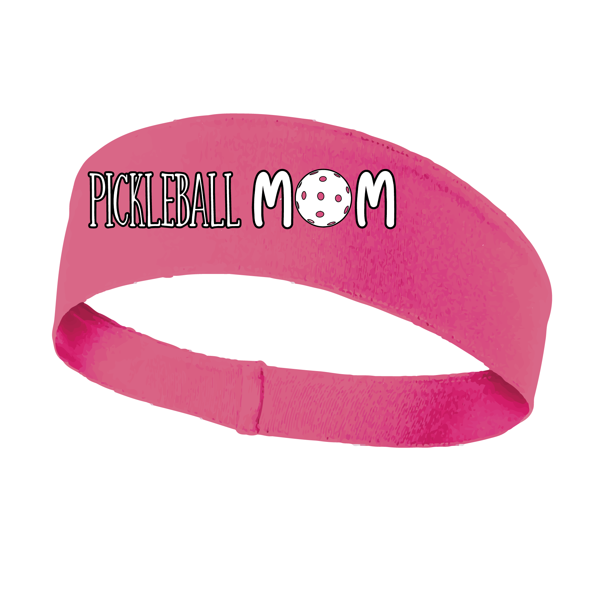 Pickleball Headband Design: Pickleball Mom  This fun, pickleball designed, moisture-wicking headband narrows in the back to fit more securely. Single-needle top-stitched edging. These headbands come in a variety of colors. Truly shows your love for the sport of pickleball!!