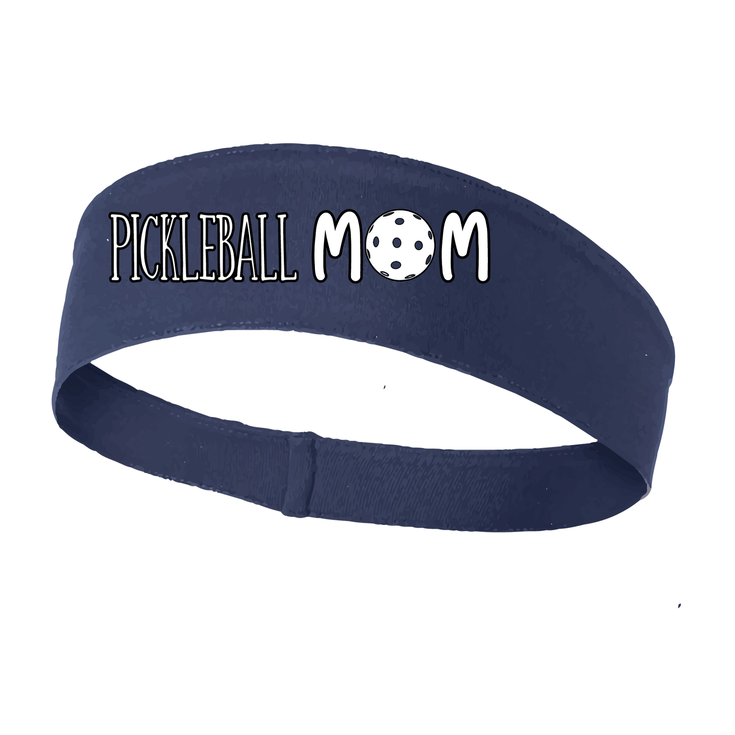 Pickleball Headband Design: Pickleball Mom  This fun, pickleball designed, moisture-wicking headband narrows in the back to fit more securely. Single-needle top-stitched edging. These headbands come in a variety of colors. Truly shows your love for the sport of pickleball!!