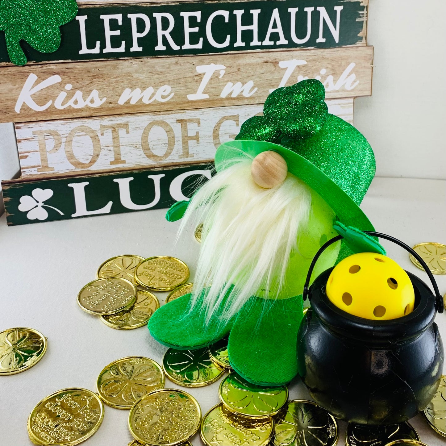 Lucky The Pickleball Gnome | Pickleball St. Patty's Gifts And Decor