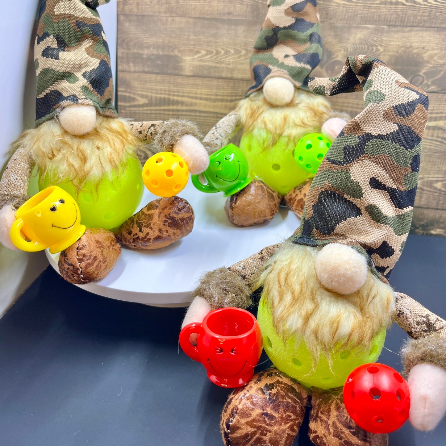 Large Camo Coffee Pickleball Gnomes | Fun Pickleball Gifts