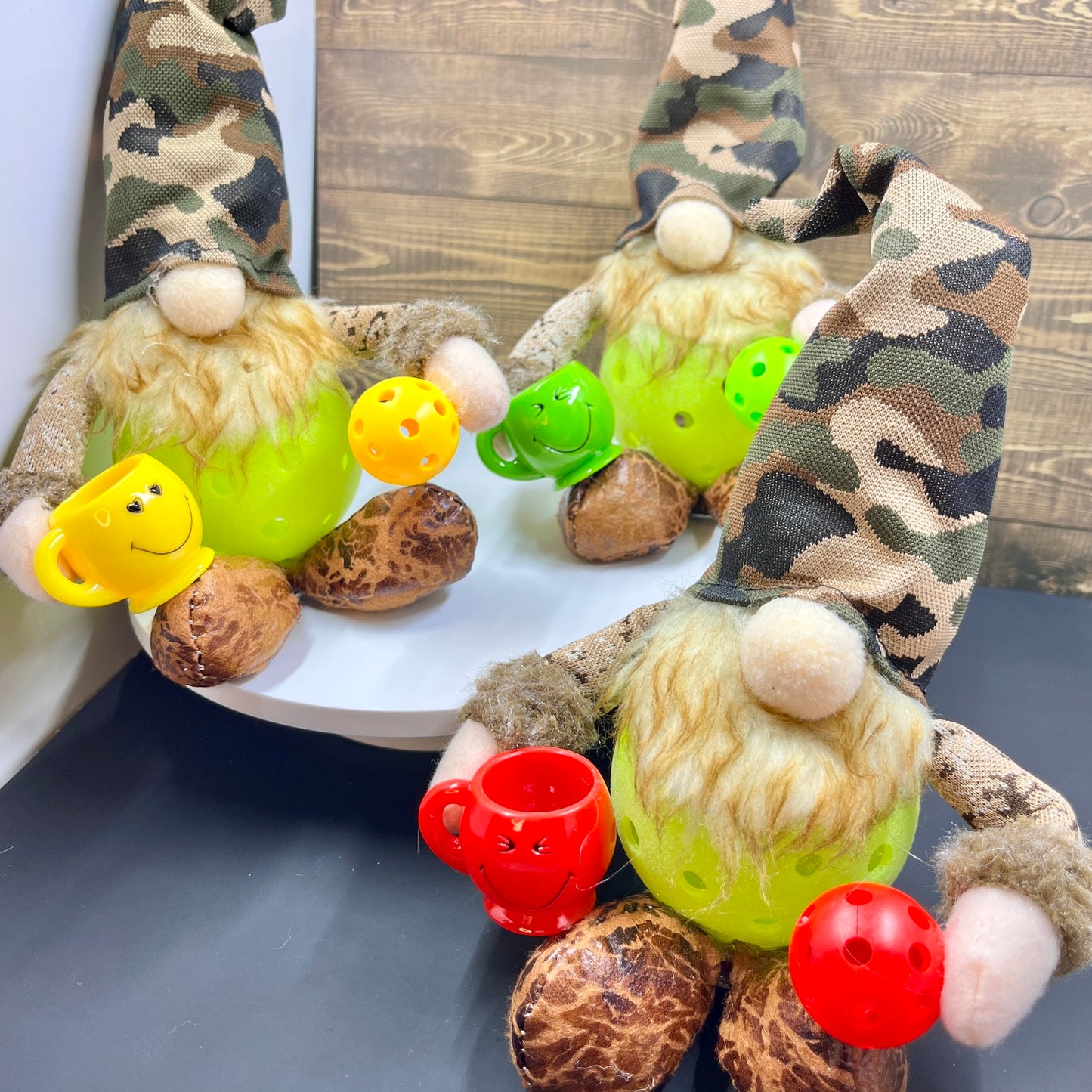 Large Camo Coffee Pickleball Gnomes | Fun Pickleball Gifts