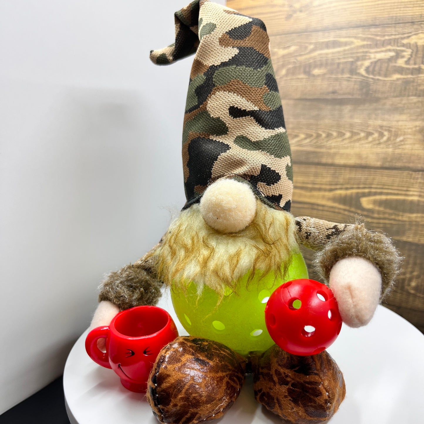Large Camo Coffee Pickleball Gnomes | Fun Pickleball Gifts