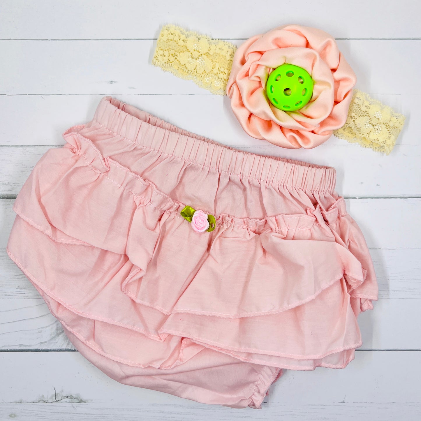 Pickleball Baby Headband And Rose Bloomer Set | Infant Pickleball Gift