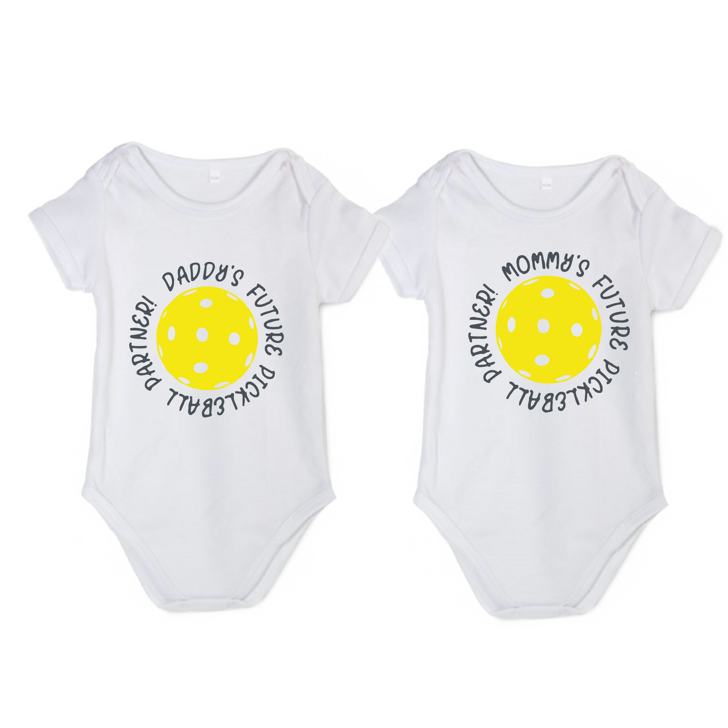 Future Mommy Or Daddy Pickleball Partner | Infant Short Sleeve Onesie | 100% Cotton