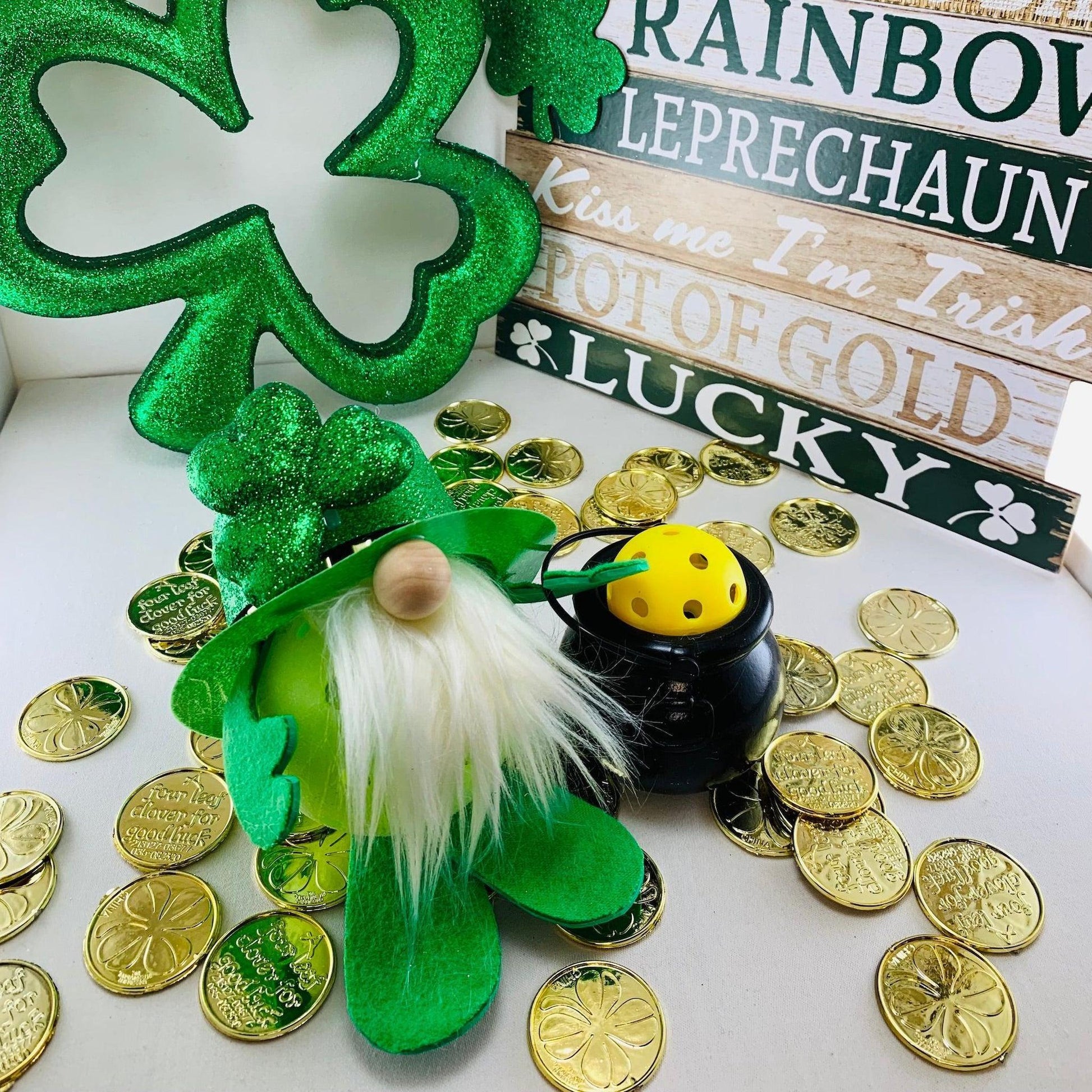 Lucky The Pickleball Gnome | Pickleball St. Patty's Gifts And Decor