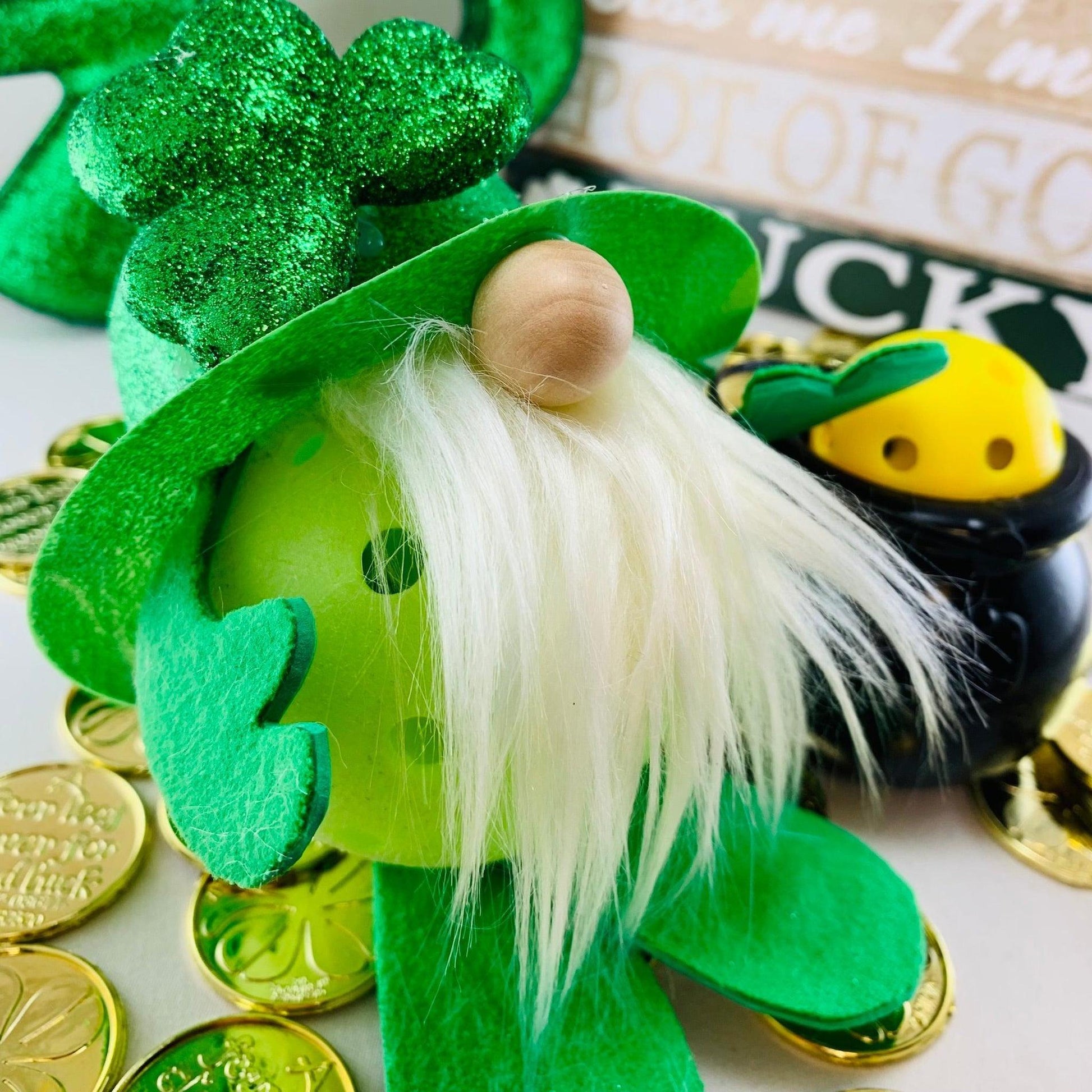 Lucky The Pickleball Gnome | Pickleball St. Patty's Gifts And Decor