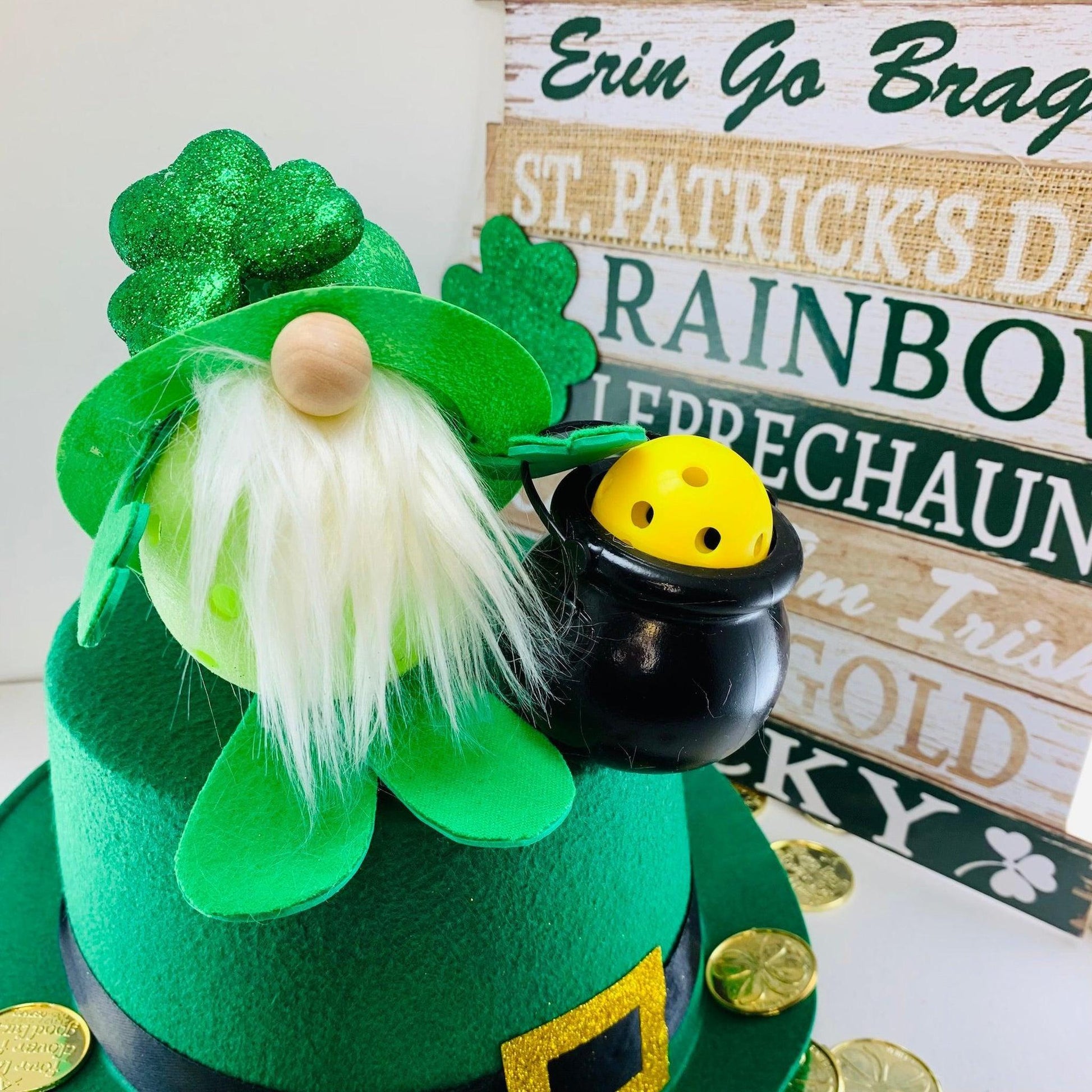Lucky The Pickleball Gnome | Pickleball St. Patty's Gifts And Decor