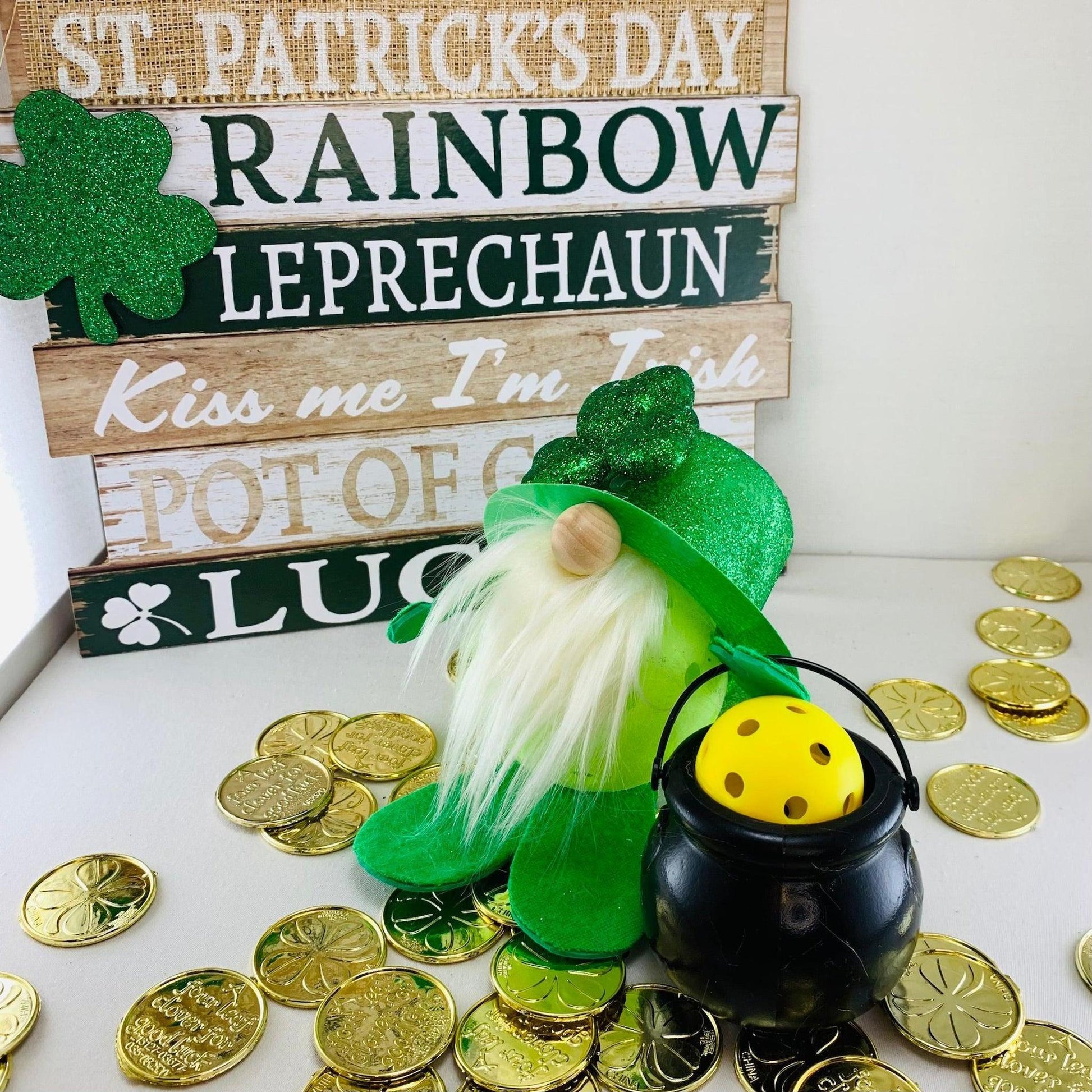 Lucky The Pickleball Gnome | Pickleball St. Patty's Gifts And Decor