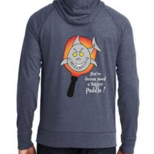 You're Gonna Need a Bigger Paddle (Jaw's Quote) - Men's Long Sleeve Full Zip Lightweight Sweatshirt for Pickleball  Pickleball is a one of a kind sport, and you need to have one of kind designs to stand out on the court. Dink Dink Smash offers those designs for you.  Product Description:  This hoodie fuses the soft feel of an old-school essential with modern must-have details. 