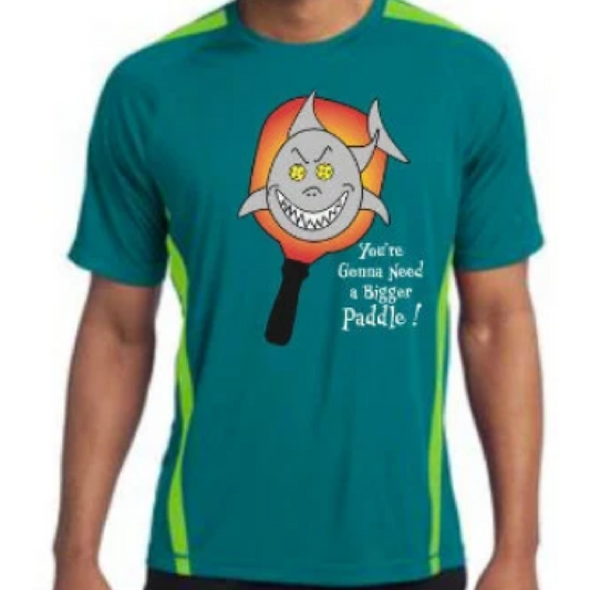 You're Gonna Need a Bigger Paddle (Jaw's Quote) - Men's Short Sleeve Shirt for Pickleball  Pickleball is a one of a kind sport, and you need to have one of kind designs to stand out on the court. Dink Dink Smash offers those designs for you.