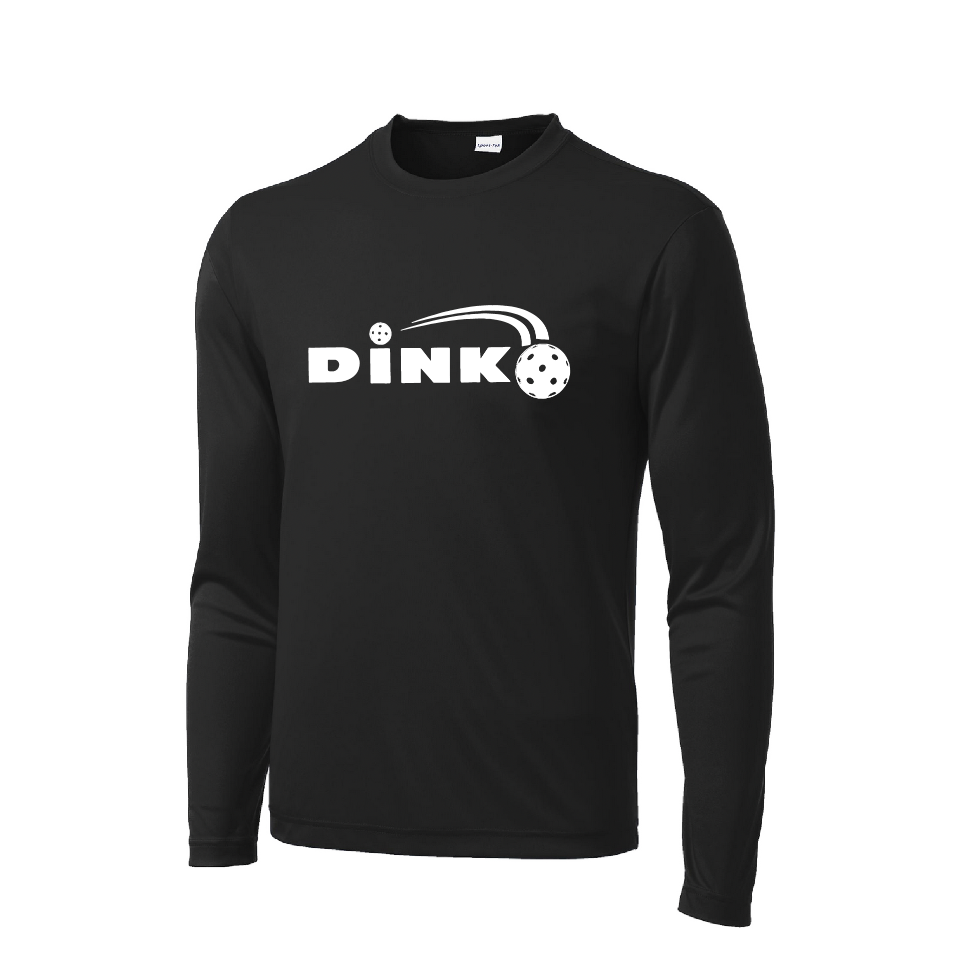 Pickelball Design: Dink  Men's Style: Long Sleeve  Shirts are lightweight, roomy and highly breathable. These moisture-wicking shirts are designed for athletic performance. They feature PosiCharge technology to lock in color and prevent logos from fading. Removable tag and set-in sleeves for comfort.