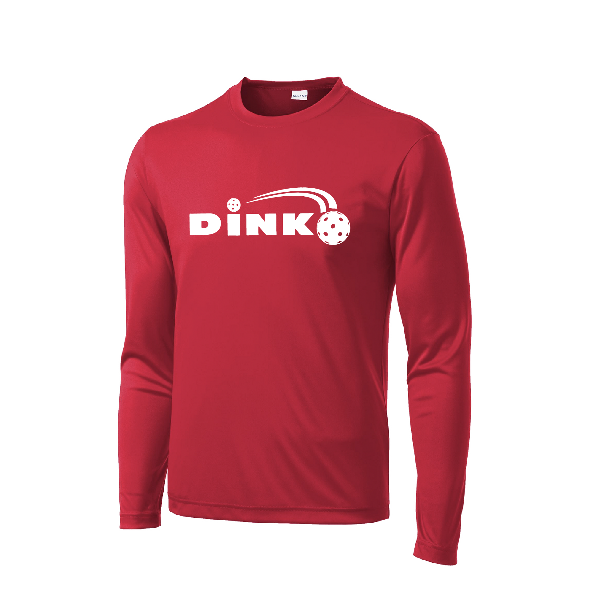 Pickelball Design: Dink  Men's Style: Long Sleeve  Shirts are lightweight, roomy and highly breathable. These moisture-wicking shirts are designed for athletic performance. They feature PosiCharge technology to lock in color and prevent logos from fading. Removable tag and set-in sleeves for comfort.