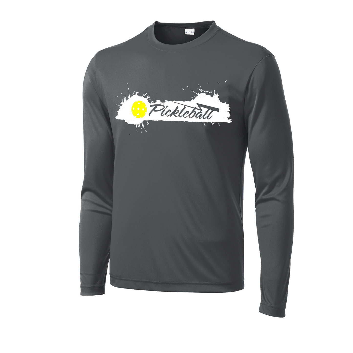 Pickleball Design: Extreme  Men's Style: Long Sleeve  Shirts are lightweight, roomy and highly breathable. These moisture-wicking shirts are designed for athletic performance. They feature PosiCharge technology to lock in color and prevent logos from fading. Removable tag and set-in sleeves for comfort.
