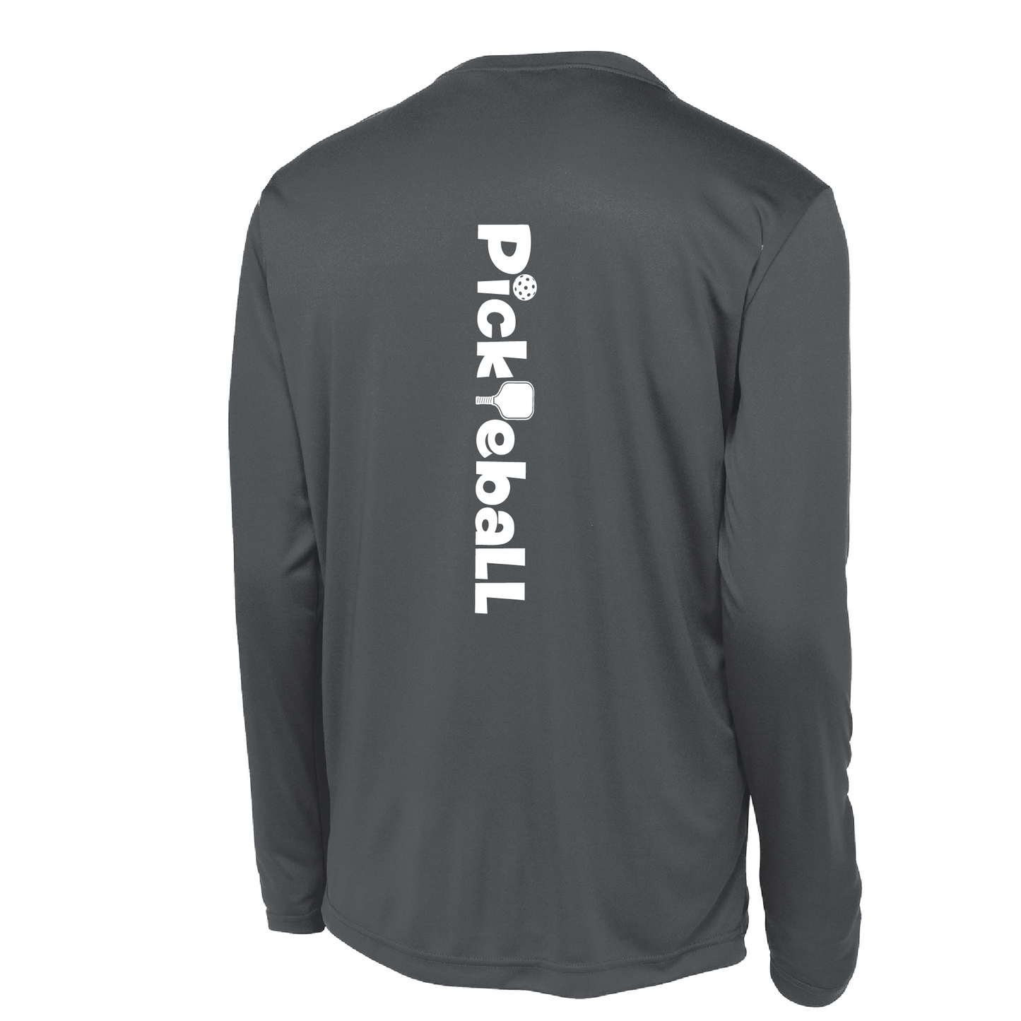 Pickleball Design: Pickleball Horizontal Customizable Location  Men's Style: Long Sleeve  Shirts are lightweight, roomy and highly breathable. These moisture-wicking shirts are designed for athletic performance. They feature PosiCharge technology to lock in color and prevent logos from fading. Removable tag and set-in sleeves for comfort. 