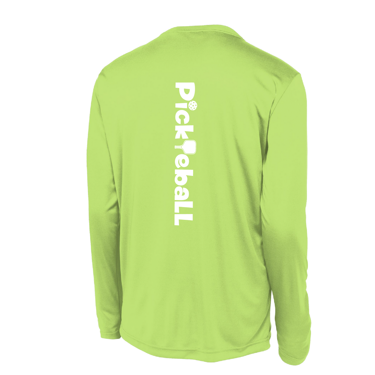 Pickleball Design: Pickleball Horizontal Customizable Location  Men's Style: Long Sleeve  Shirts are lightweight, roomy and highly breathable. These moisture-wicking shirts are designed for athletic performance. They feature PosiCharge technology to lock in color and prevent logos from fading. Removable tag and set-in sleeves for comfort. 