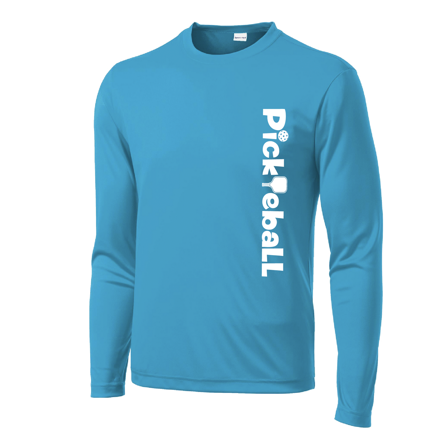 Pickleball Design: Pickleball Horizontal Customizable Location  Men's Style: Long Sleeve  Shirts are lightweight, roomy and highly breathable. These moisture-wicking shirts are designed for athletic performance. They feature PosiCharge technology to lock in color and prevent logos from fading. Removable tag and set-in sleeves for comfort. 