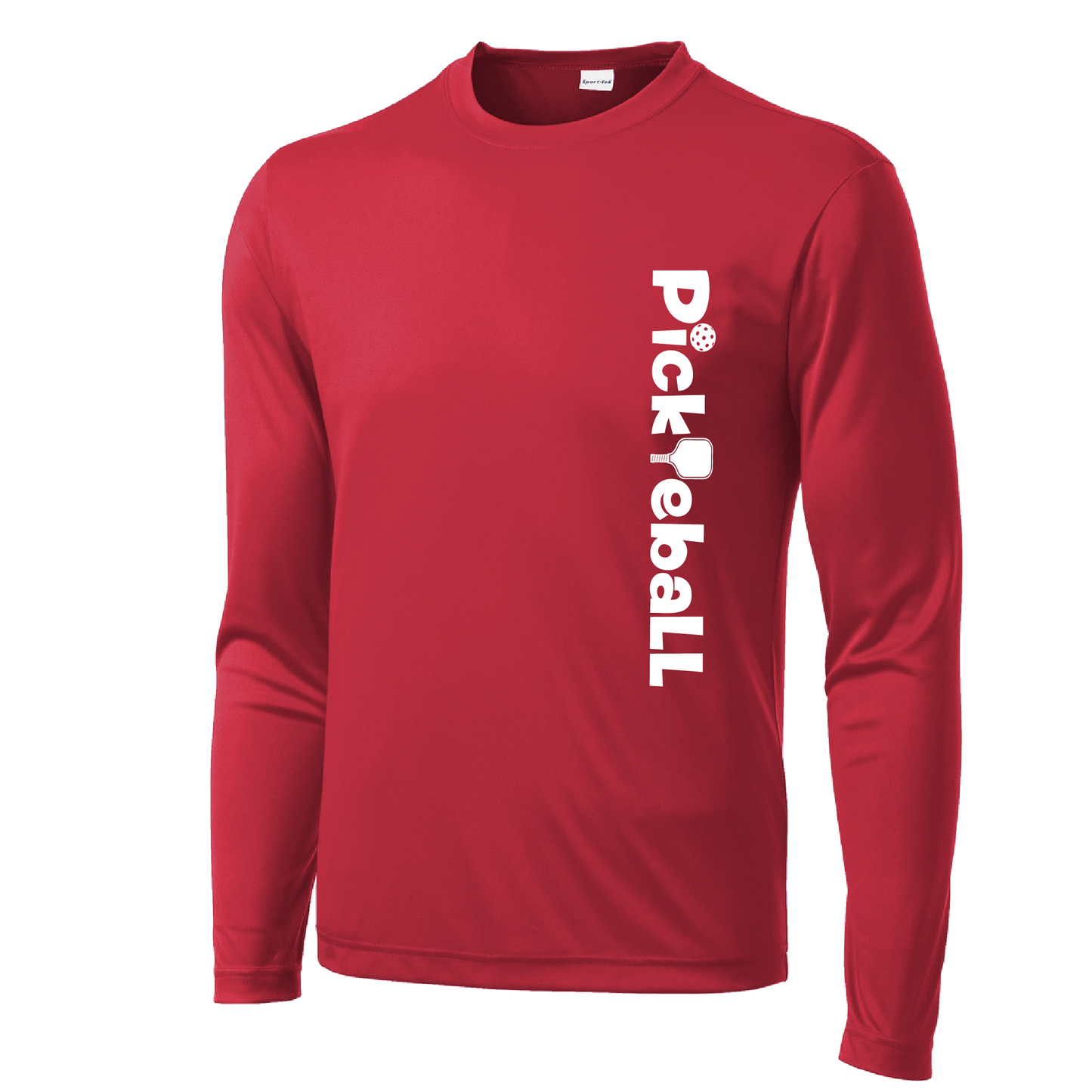 Pickleball Design: Pickleball Horizontal Customizable Location  Men's Style: Long Sleeve  Shirts are lightweight, roomy and highly breathable. These moisture-wicking shirts are designed for athletic performance. They feature PosiCharge technology to lock in color and prevent logos from fading. Removable tag and set-in sleeves for comfort. 