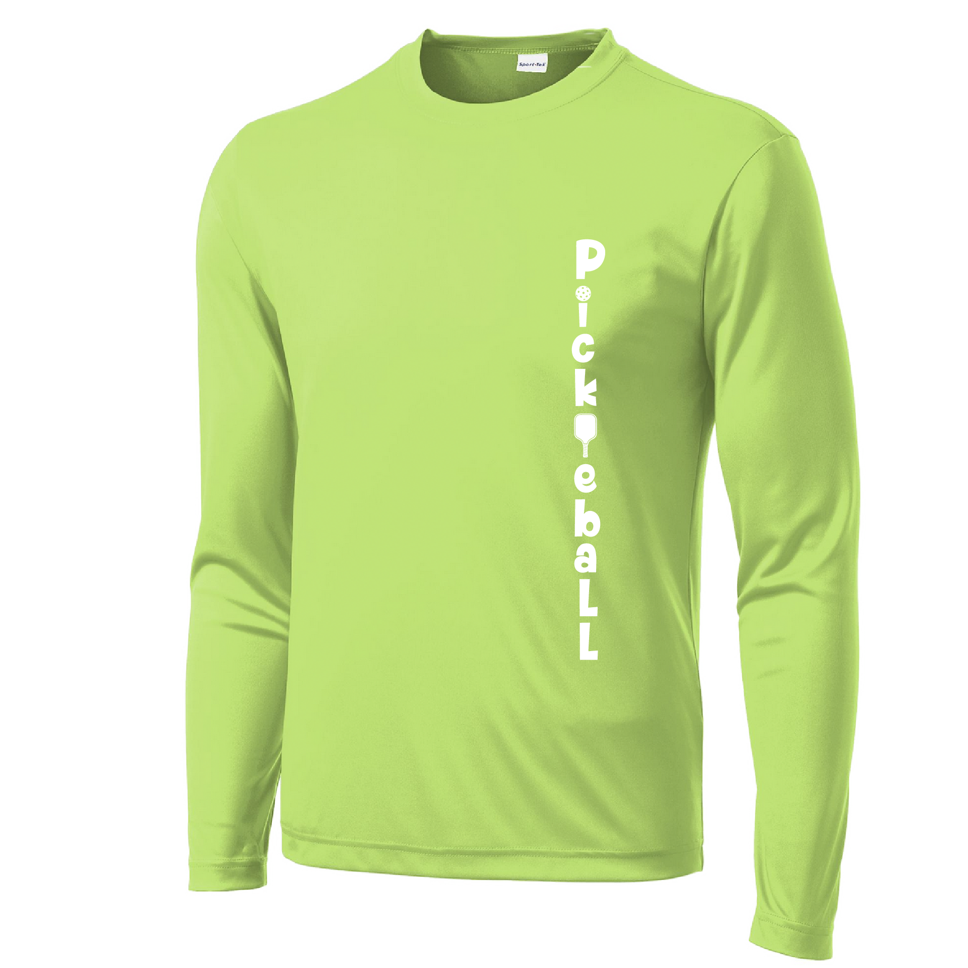 Pickleball Design: Pickleball Vertical Customizable Location  Men's Style: Long Sleeve (LS)  Shirts are lightweight, roomy and highly breathable. These moisture-wicking shirts are designed for athletic performance. They feature PosiCharge technology to lock in color and prevent logos from fading. Removable tag and set-in sleeves for comfort.