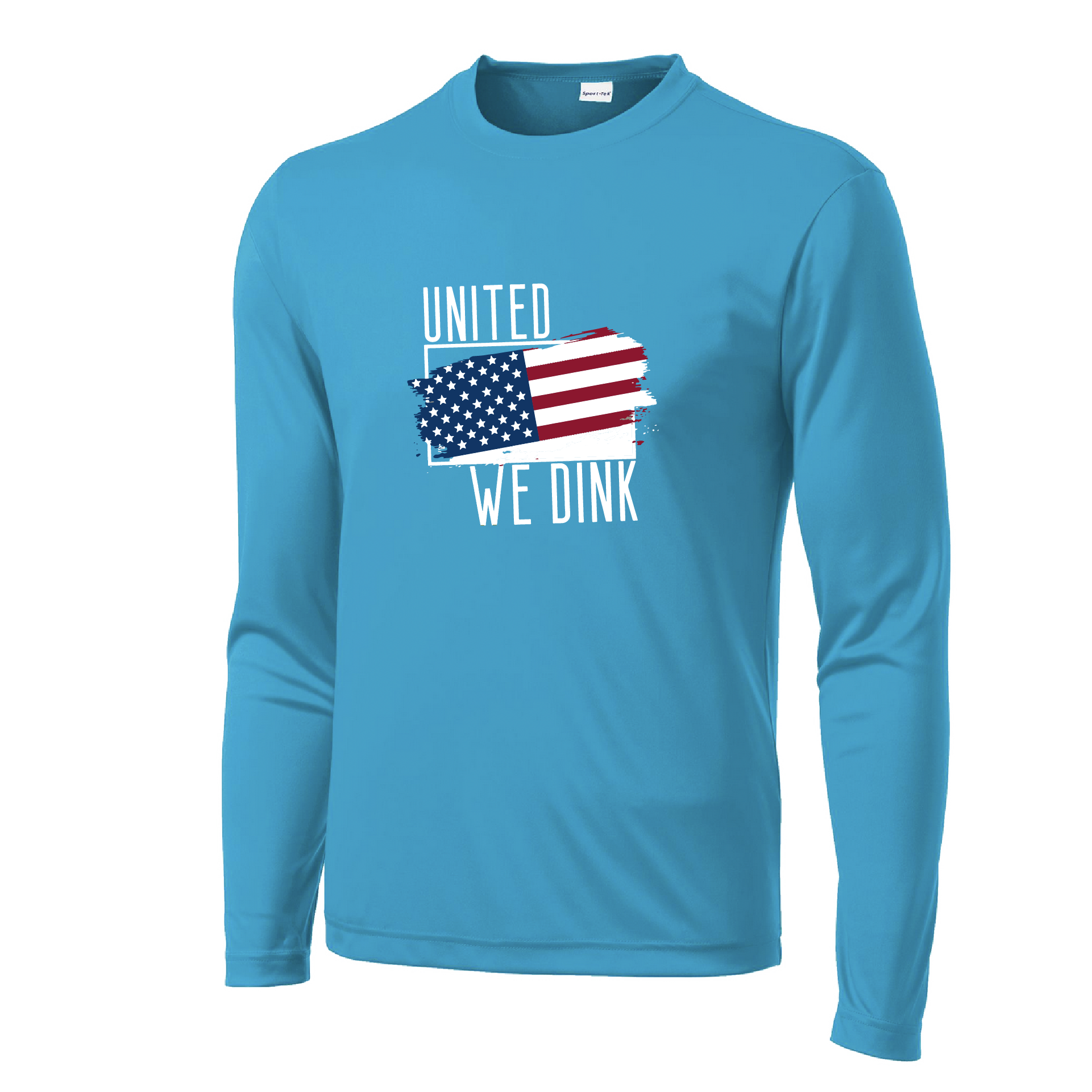 Pickleball Design: United We Dink  Men's Styles: Long-Sleeve  Shirts are lightweight, roomy and highly breathable. These moisture-wicking shirts are designed for athletic performance. They feature PosiCharge technology to lock in color and prevent logos from fading. Removable tag and set-in sleeves for comfort.