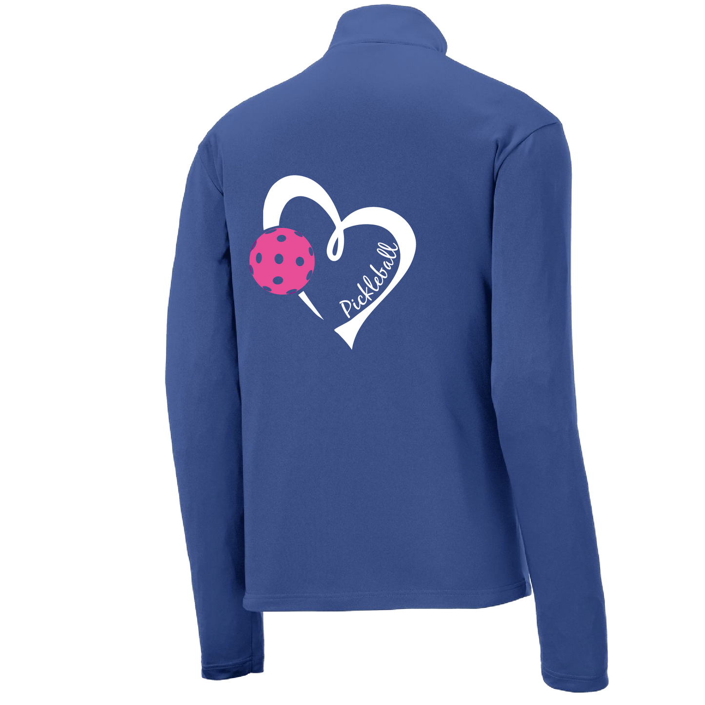 Pickleball Design: Heart with Pickleball  Men's 1/4-Zip Pullover  Turn up the volume in this Men's shirt with its perfect mix of softness and attitude. Material is ultra-comfortable with moisture wicking properties and tri-blend softness. PosiCharge technology locks in color. Highly breathable and lightweight. Versatile enough for wearing year-round.