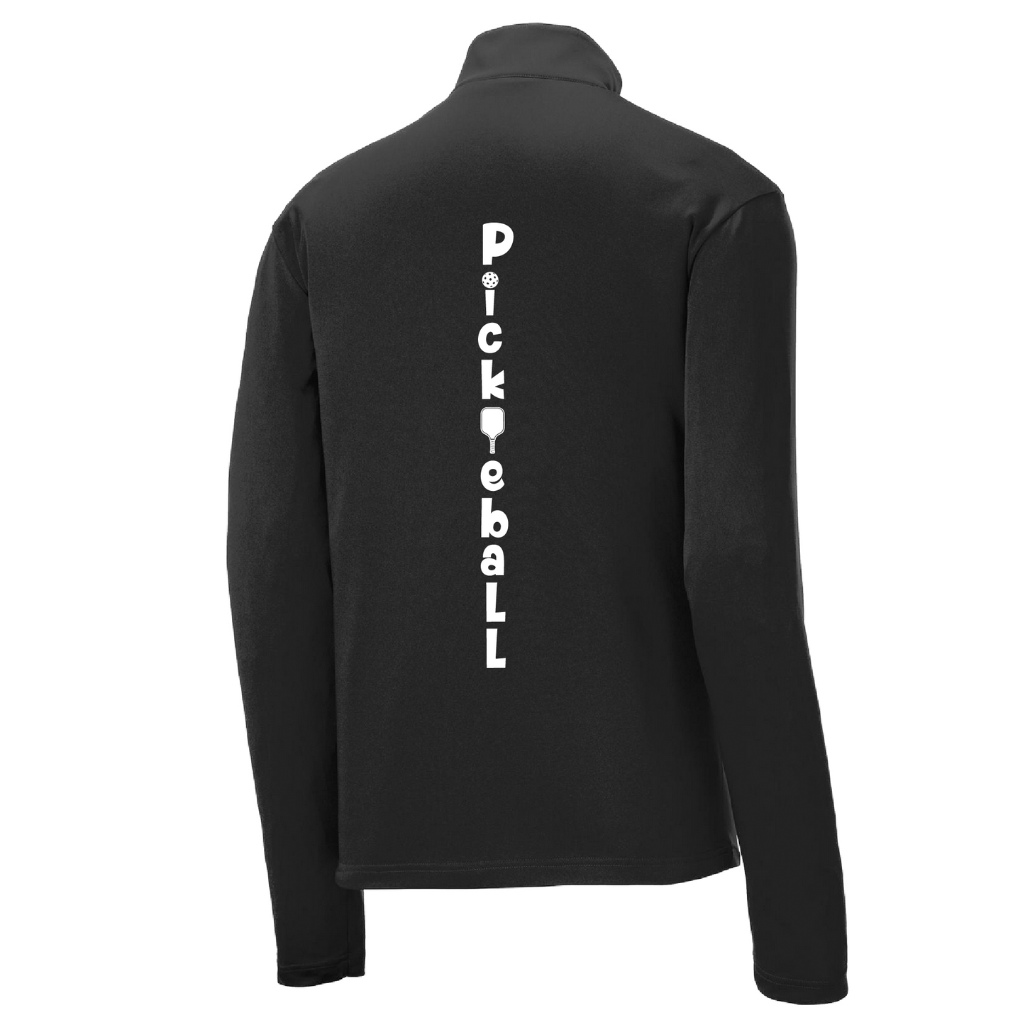 Pickleball Design: Pickleball (Vertical) Customizable Location  Men's 1/4-Zip Pullover  Turn up the volume in this Men's shirt with its perfect mix of softness and attitude. Material is ultra-comfortable with moisture wicking properties and tri-blend softness. PosiCharge technology locks in color. Highly breathable and lightweight. Versatile enough for wearing year-round.