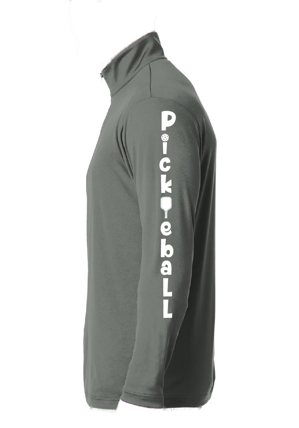 Pickleball Design: Pickleball (Vertical) Customizable Location  Men's 1/4-Zip Pullover  Turn up the volume in this Men's shirt with its perfect mix of softness and attitude. Material is ultra-comfortable with moisture wicking properties and tri-blend softness. PosiCharge technology locks in color. Highly breathable and lightweight. Versatile enough for wearing year-round.