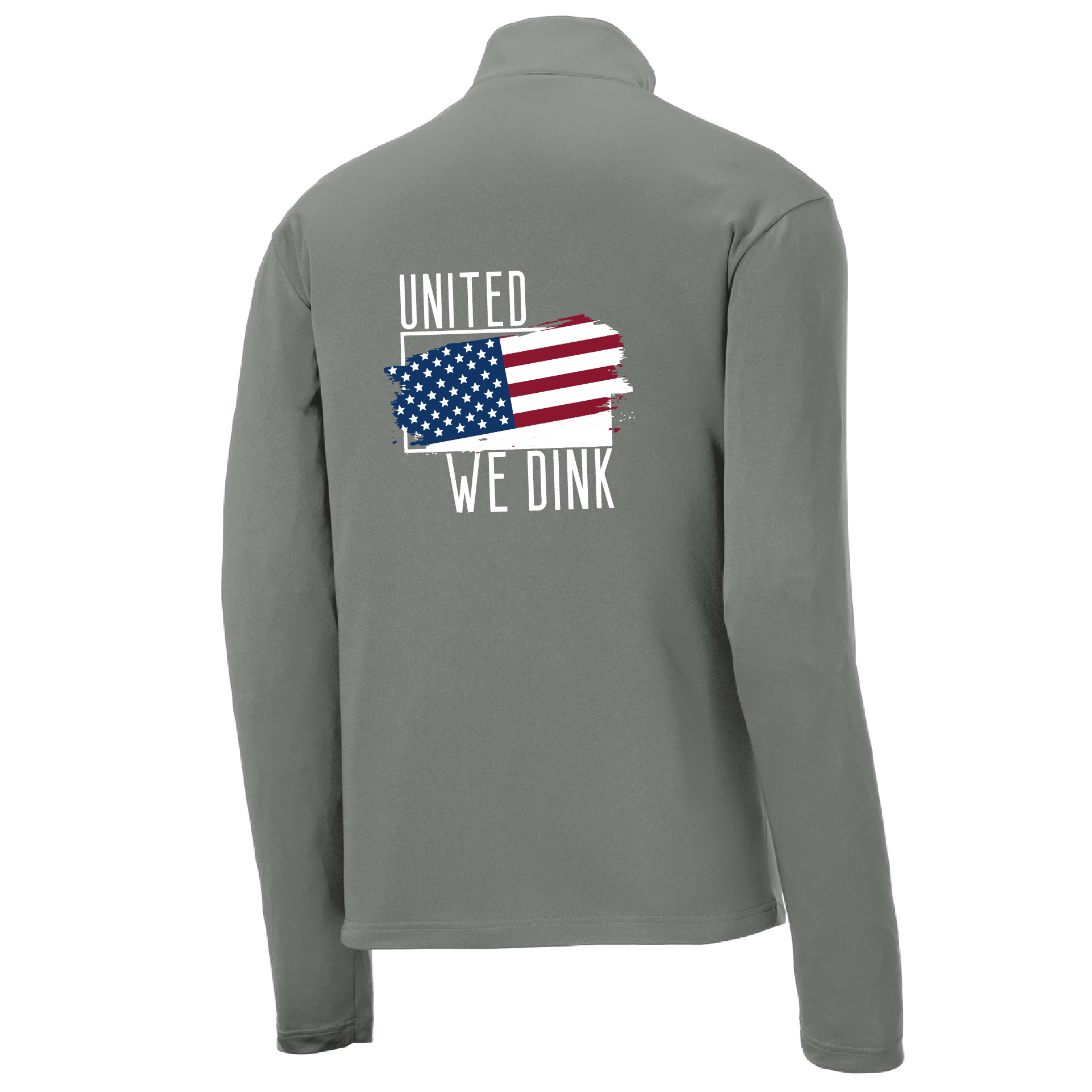 Pickleball Design: United We Dink  Men's 1/4-Zip Pullover  Turn up the volume in this Men's shirt with its perfect mix of softness and attitude. Material is ultra-comfortable with moisture wicking properties and tri-blend softness. PosiCharge technology locks in color. Highly breathable and lightweight. Versatile enough for wearing year-round.