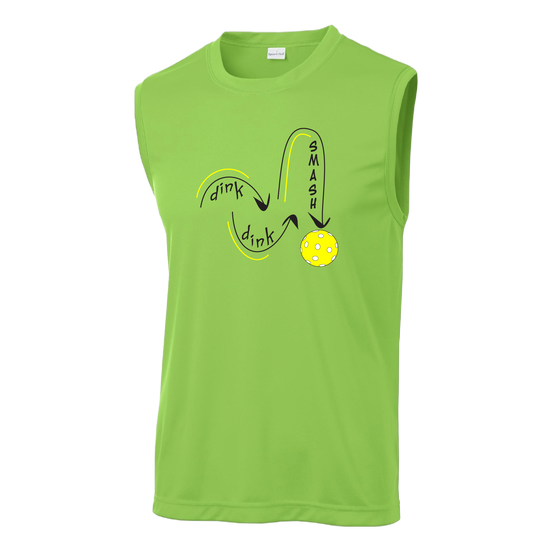 Pickleball Design:  Dink Dink Smash  Sytel:  Men's Short Sleeve  Pickleball is a one of a kind sport, and you need to have one of kind designs to stand out on the court. Dink Dink Smash offers those designs for you.  Take on your opponents in maximum comfort. Our lightweight, value- priced Competitor Tee has a roomy, athletic cut and controls sweat like a champ. Improved with PosiCharge TM technology, it also locks in color for logos that won’t fade. 