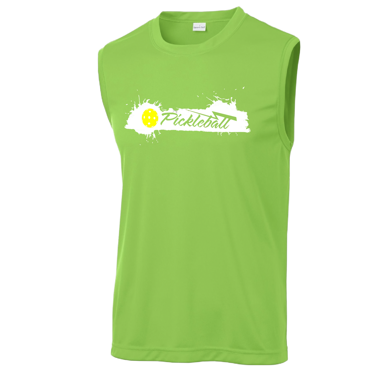 Design: Pickleball Extreme  Men's Style: Sleeveless  Shirts are lightweight, roomy and highly breathable. These moisture-wicking shirts are designed for athletic performance. They feature PosiCharge technology to lock in color and prevent logos from fading. Removable tag and set-in sleeves for comfort.