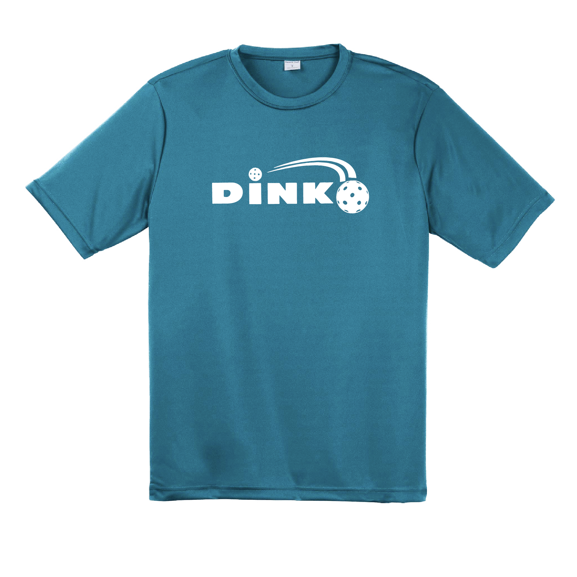 Pickeball Design: Dink  Men's Style: Short-Sleeve (SS)  Shirts are lightweight, roomy and highly breathable. These moisture-wicking shirts are designed for athletic performance. They feature PosiCharge technology to lock in color and prevent logos from fading. Removable tag and set-in sleeves for comfort.